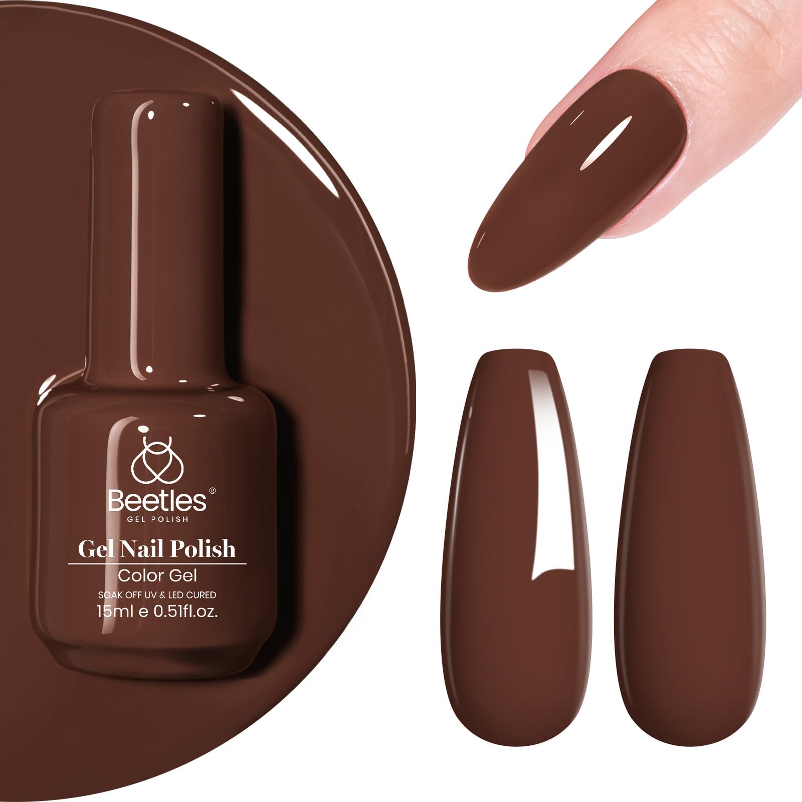 Beetles Brown Gel Nail Polish 15ml 0.51oz Chocolate Coffee Gel Polish Soak Off Uv LED Nail Lamp Gel Polish Nail Art Manicure Sal