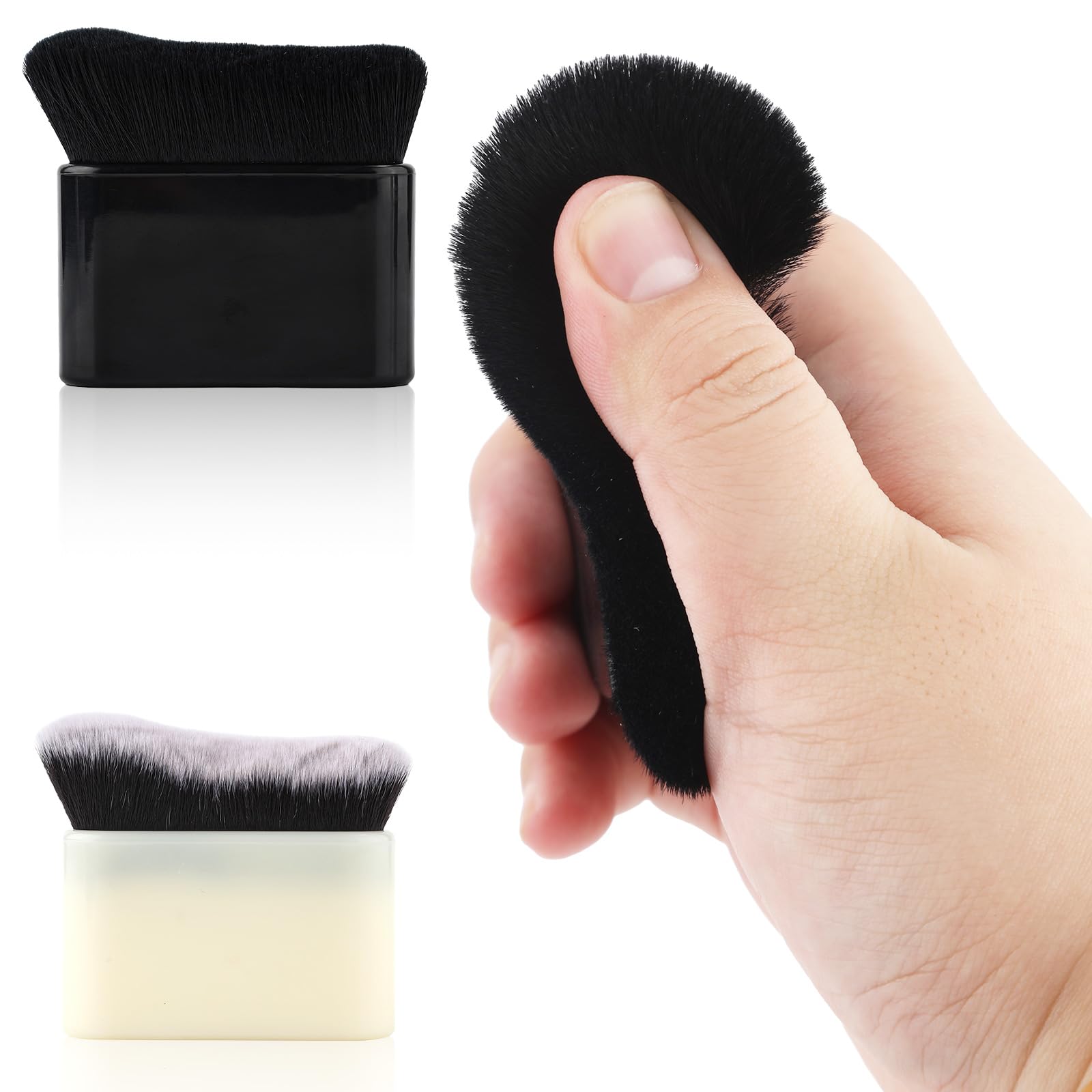 2pcs Self Tanning Brushes, Liquid Foundation Body Makeup Tanner Blending Brushes Self Tan Brush Applicator for Body Face (Black,