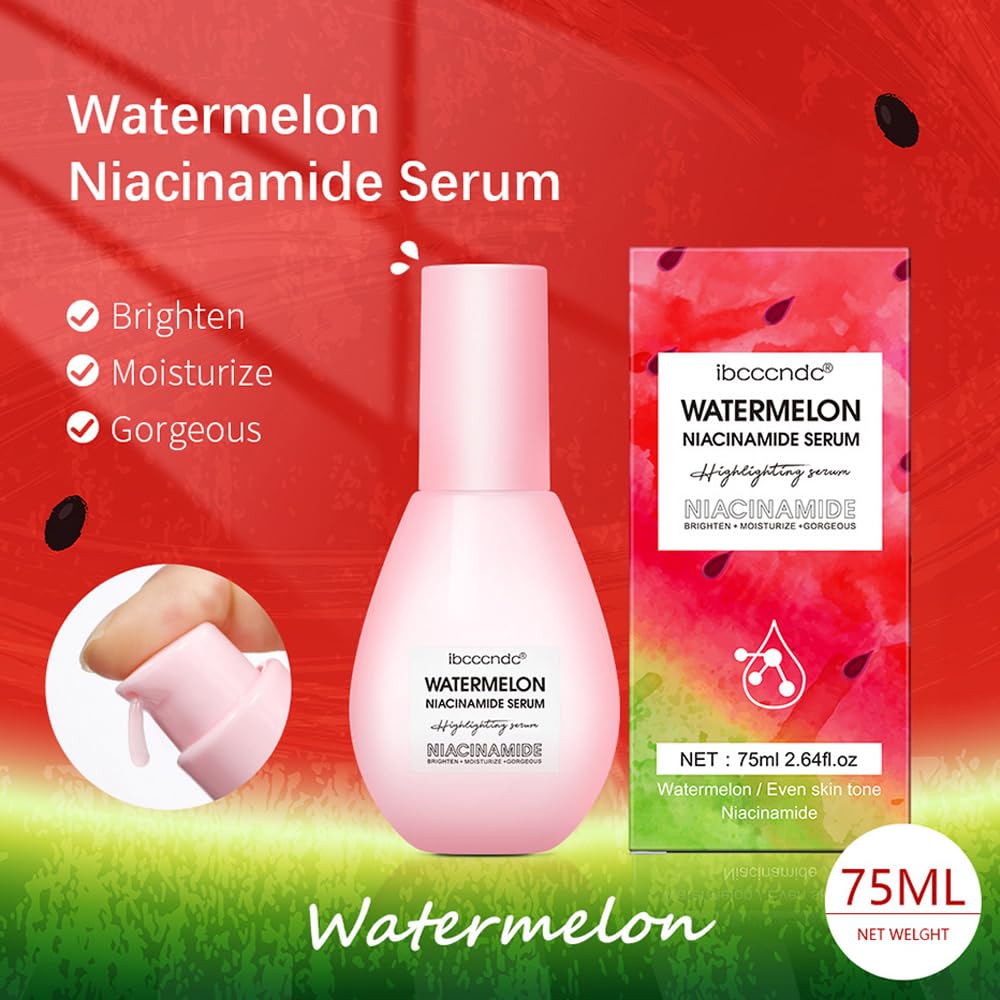 Watermelon Niacinamide Moisturize Serum For Face Skin Care, Hydrating & Brighten With Hyaluronic Acid, Glycerin And Vitamin E, L