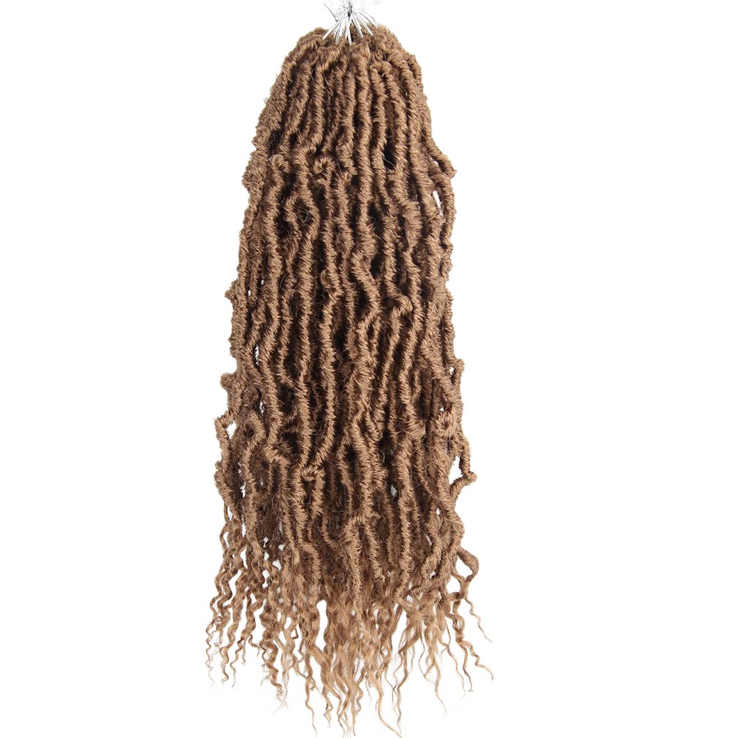 BOHOBABE Faux Locs Crochet Hair 18 Inch, Boho Soft Crochet Locs with Curly Ends, Long Bohemian Goddess Locs Crochet Braids for B