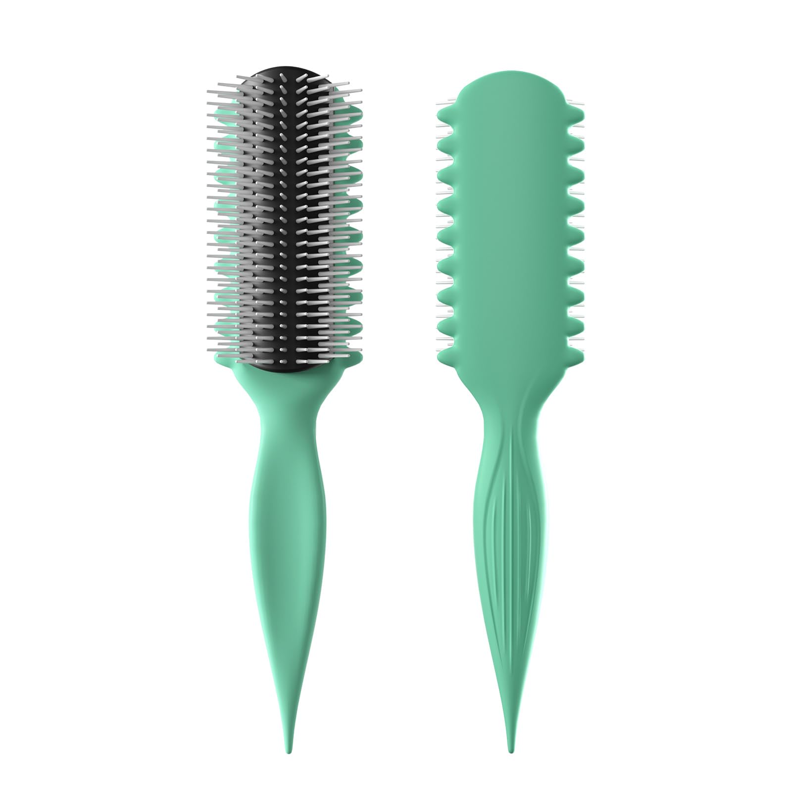 AM8:00 Curl Defining Brush - 9-Row Premium Styling Brush for Curly Hair, Enhances Curl Definition & Separation, (Green)