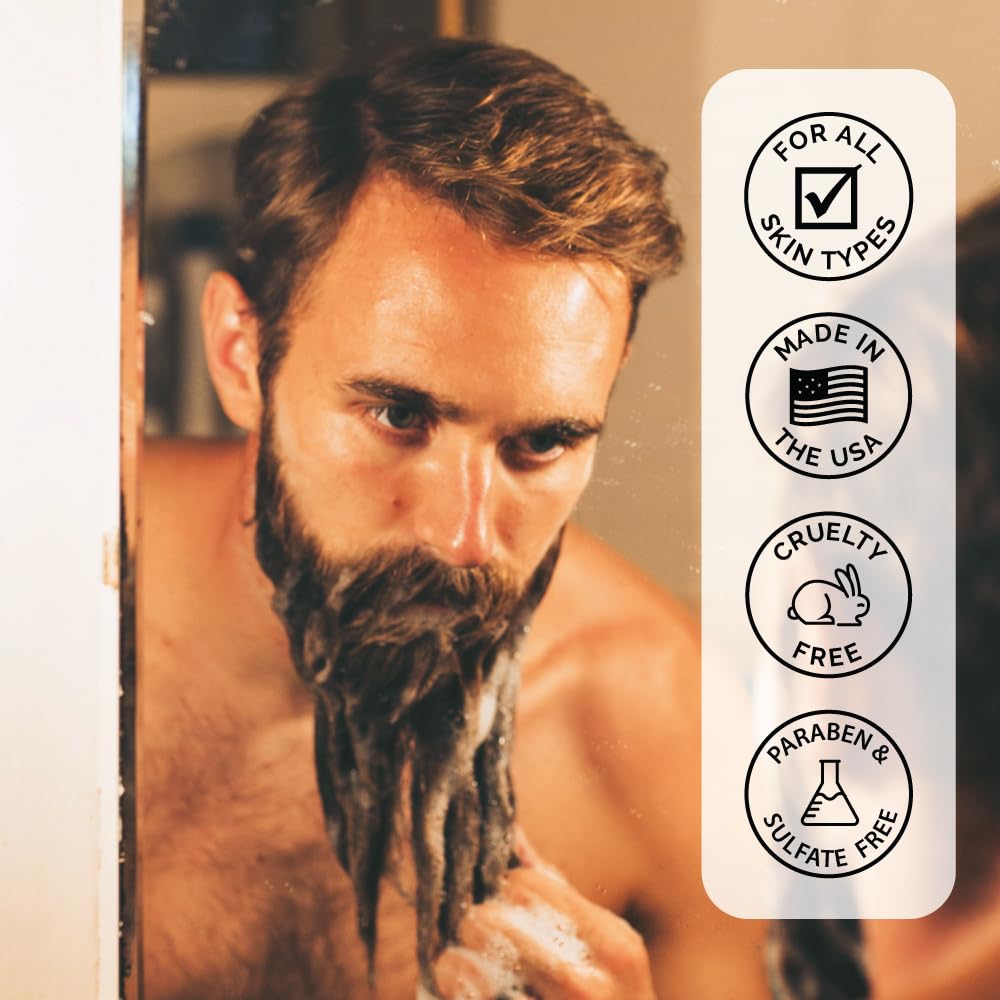 ZEUS Beard Shampoo & Conditioner Set with Essential Oils, 4 Fl Oz - Made in USA