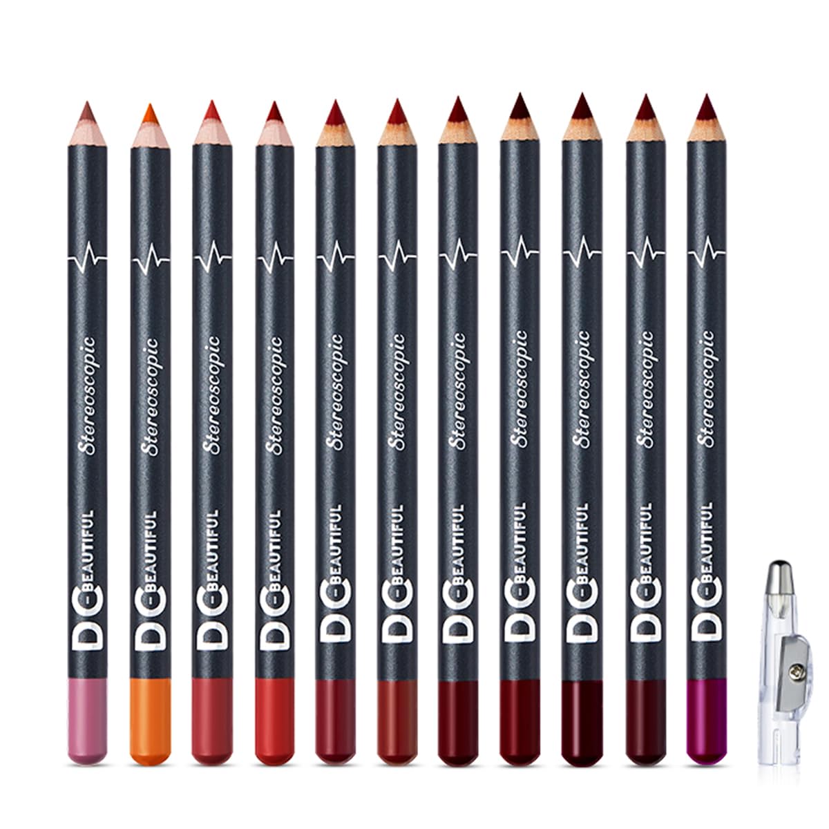 Dc-Beautiful 12Pcs Lot Set 12 Colors Lip Liner Pencil Waterproof Non-Marking Matt Velvet Lipstick Pen, Professional Long Lasting
