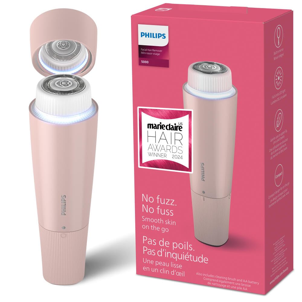Philips Facial Hair Remover 5000 Series, Personal Groomer For Women, Cordless And Compact, With Hypoallergenic Head, Gentle And