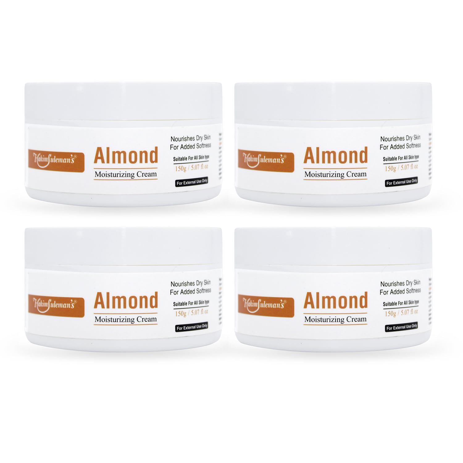Hakim SulemanS Almond Moisturizing Cream - Deep Hydration For Dry & Sensitive Skin - Non-Greasy, Fast-Absorbing Daily Face & Bo