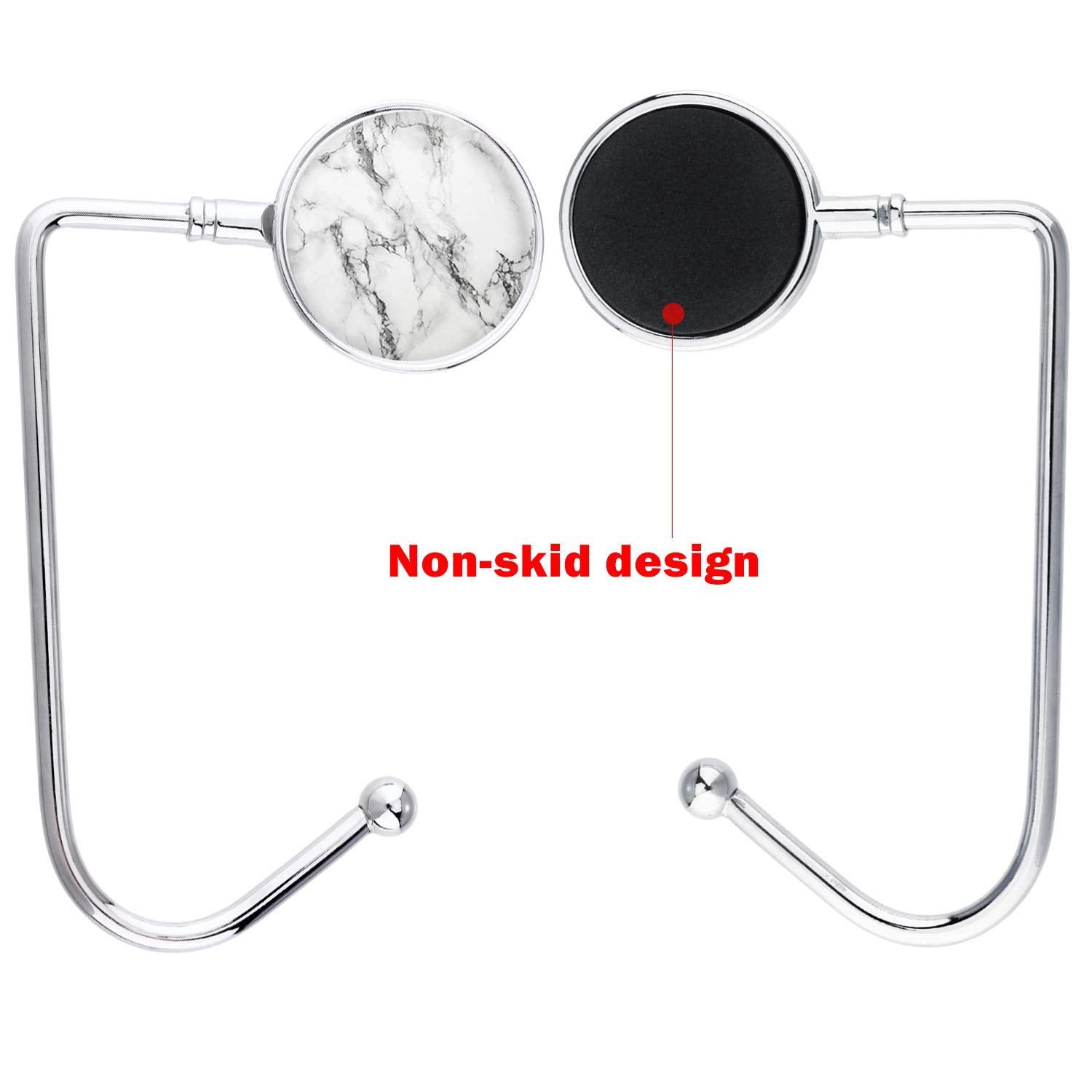 LESHIRY Purse Hook Hanger, Purse Table Hook Holder Bag Hanger, Handbag Storage Decor Table Hook for Women (White+Black Marble Ho