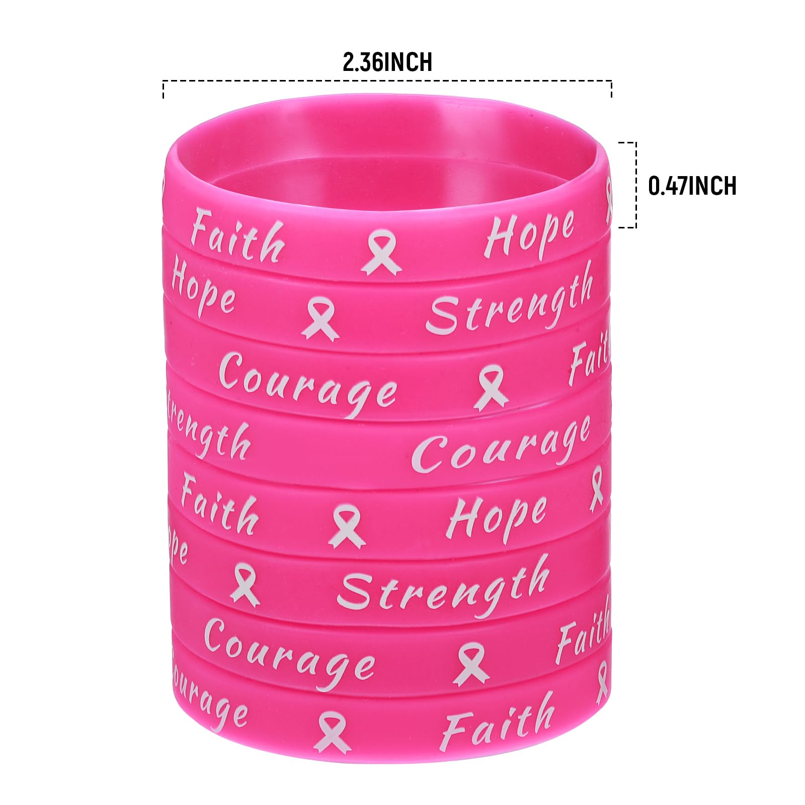 Sratte 120 Pcs Breast Cancer Awareness Pink Ribbon Bracelets Rubber Wristbands for Women Party Public Events Breast Cancer Decor