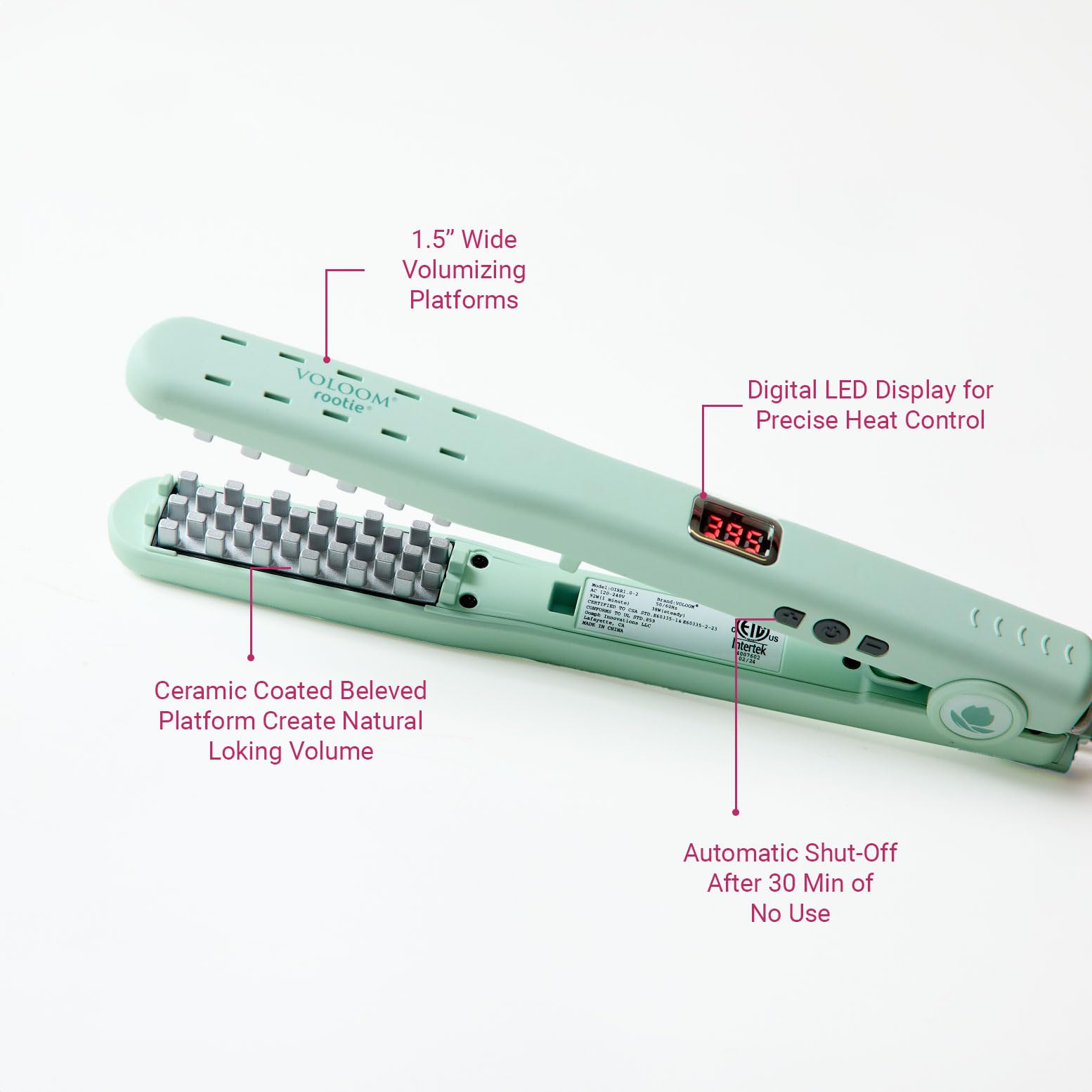 Voloom Rootie 3/4    Inch Professional Volumizing Ceramic Hair Iron | Lasting Hair Volume | For Short Or Thin Hair | Adjustable