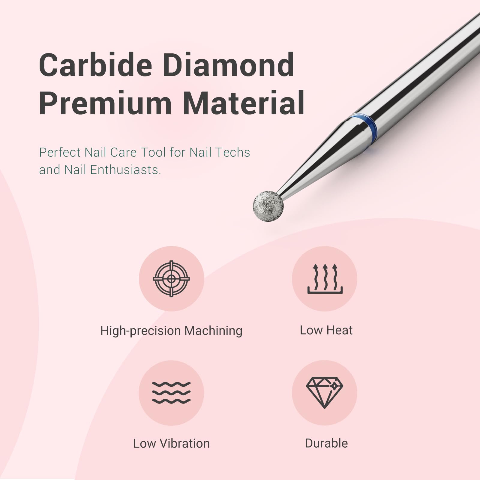 Melodysusie 1.8Mm Ball Shape Cuticle Clean Nail Drill Bit 3/32 ' ', Professional Safety Carbide Diamond Under Nail Cleaner For C
