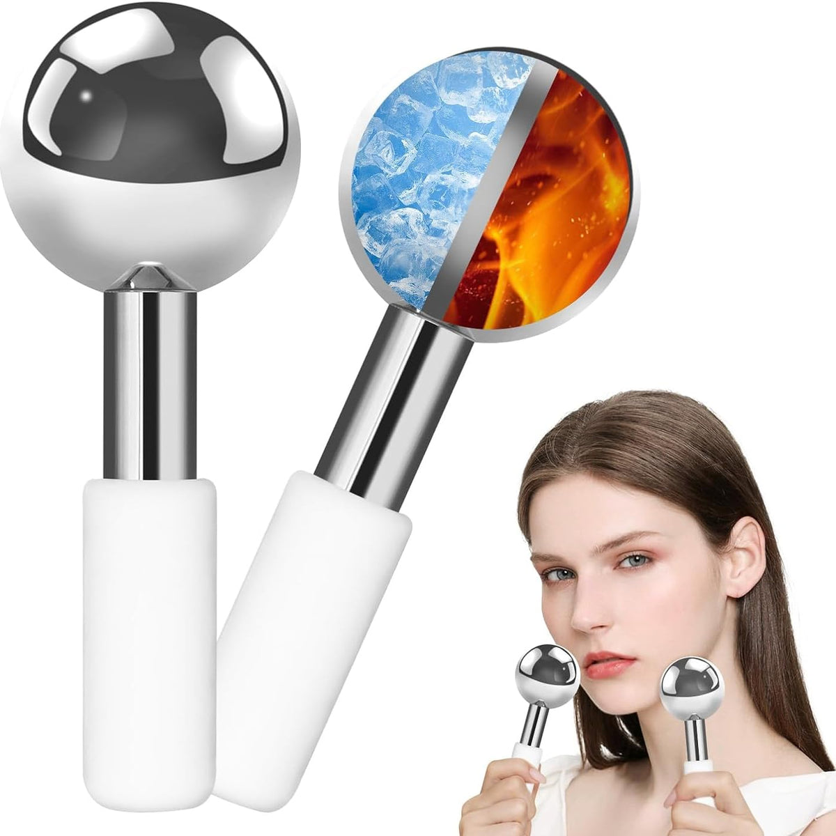 AUKL Ice Globe Stainless Steel Beauty Facial Massager for Face & Eyes, Unbreakable Stainless Steel Cryo Stick for Beauty Routine