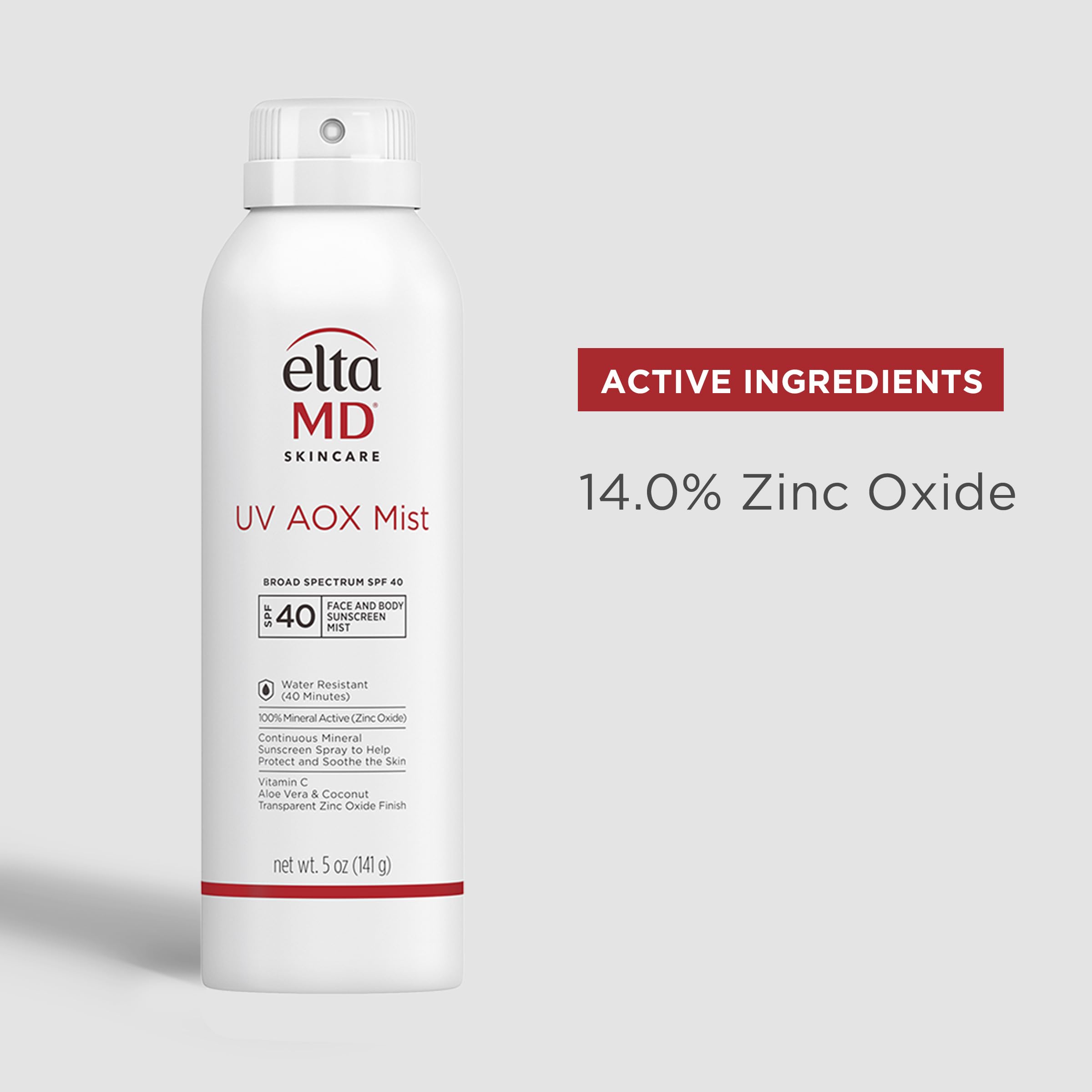 Eltamd Uv Aox Mist Mineral Sunscreen Spray, Spf 40 Body Sunscreen Spray, Broad Spectrum Formula Protects From Uva/Uvb Rays, Wate
