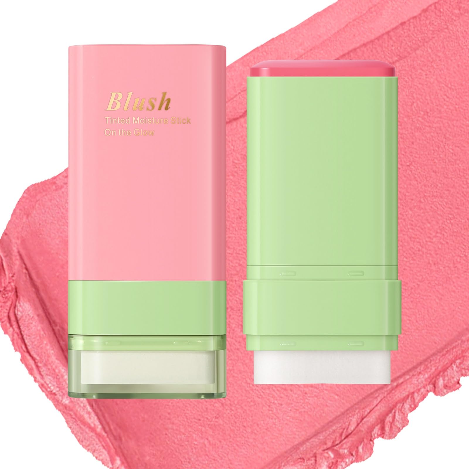 SWETIYOU Blush Stick for Cheeks and Lips with Built-In Blending Sponge, On-the-Go Glow Blush, Hydrating Solid Cheek Tint, Multi-