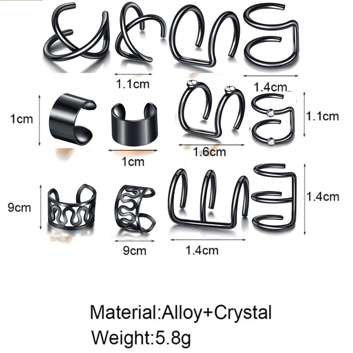 24 Pcs Black Hair Braids Dreadlock, Non-Piercing Ear Clip Beard Beads Cuffs Clip Hair For Women Men Hair Accessories Styling Jew
