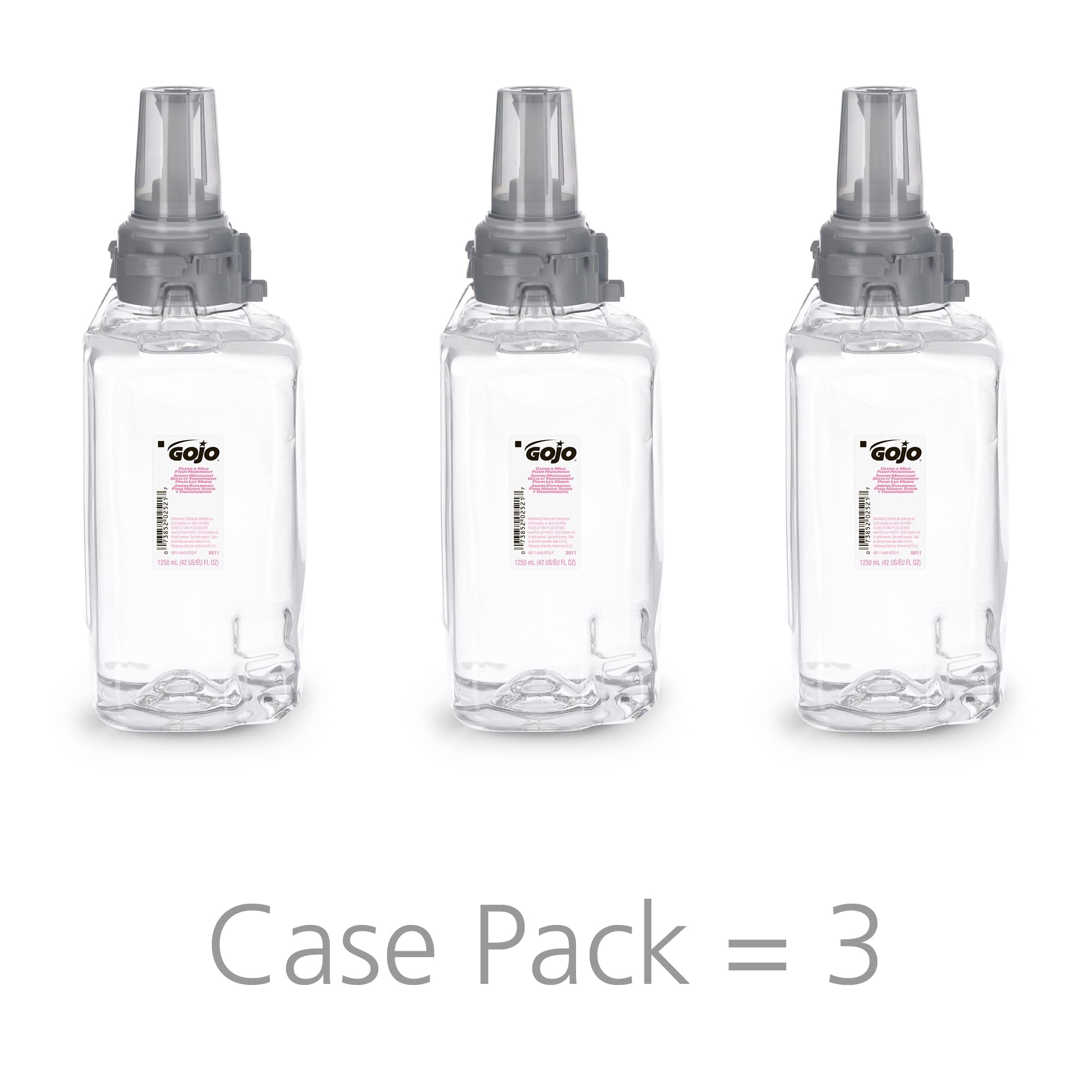 Gojo Clear & Mild Foam Handwash, Fragrance Free, Ecologo Certified, 1250 Ml Foam Soap Refill Adx-12 Push-Style Dispenser (Pack O