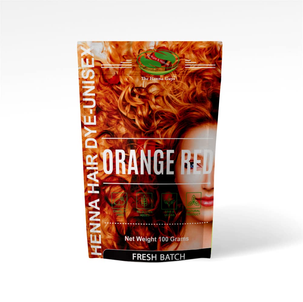 1 Pack Of Red/Orange Henna Hair & Beard Color/Dye 100 Grams - Natural Hair Color, Plant-based Hair Dye - The Henna Guys