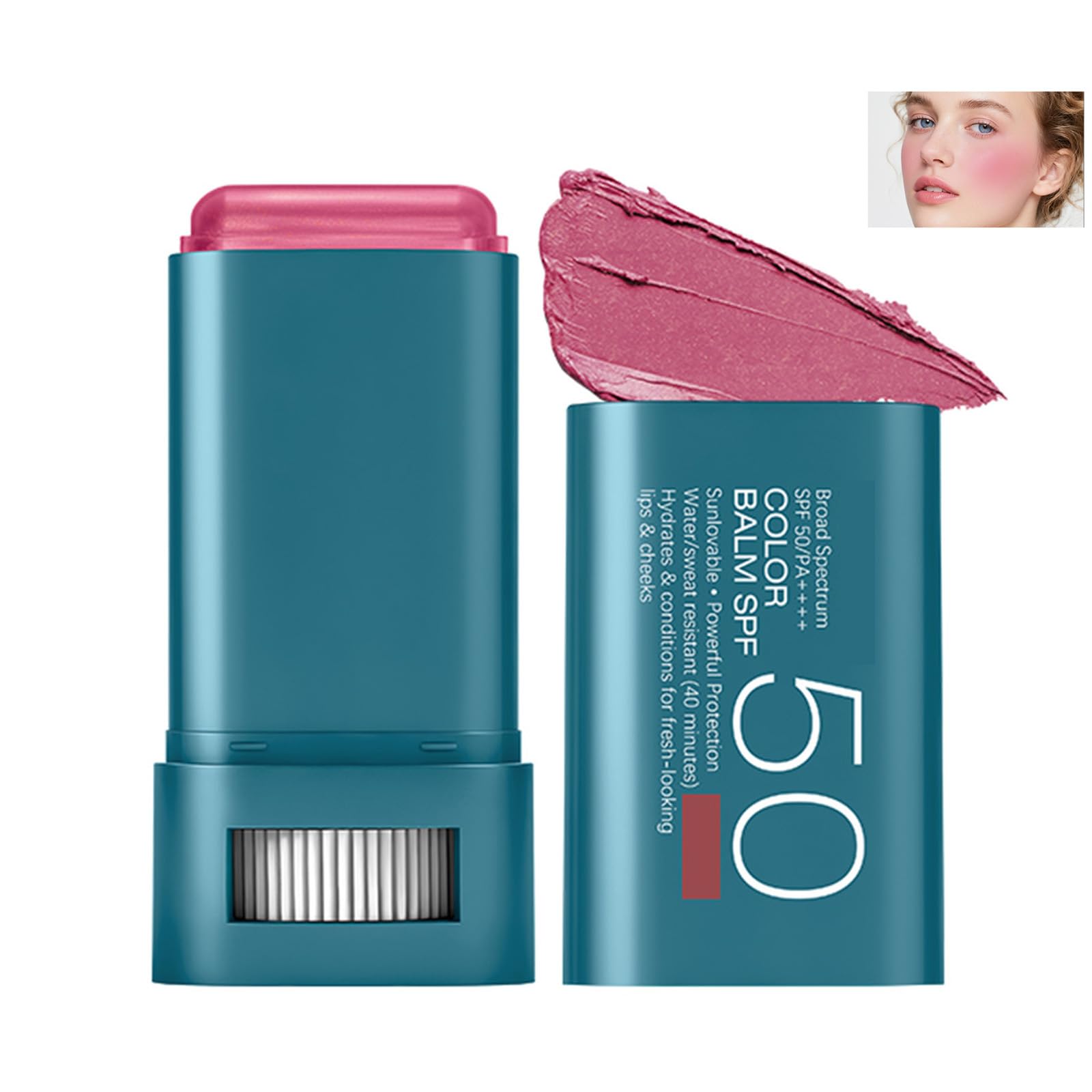 MIESCHER Color Balm SPF50, Sunscreen Blush Stick for Cheeks & Lips, LongLasting Waterproof Multiused Solid Moisturizer Face Bl