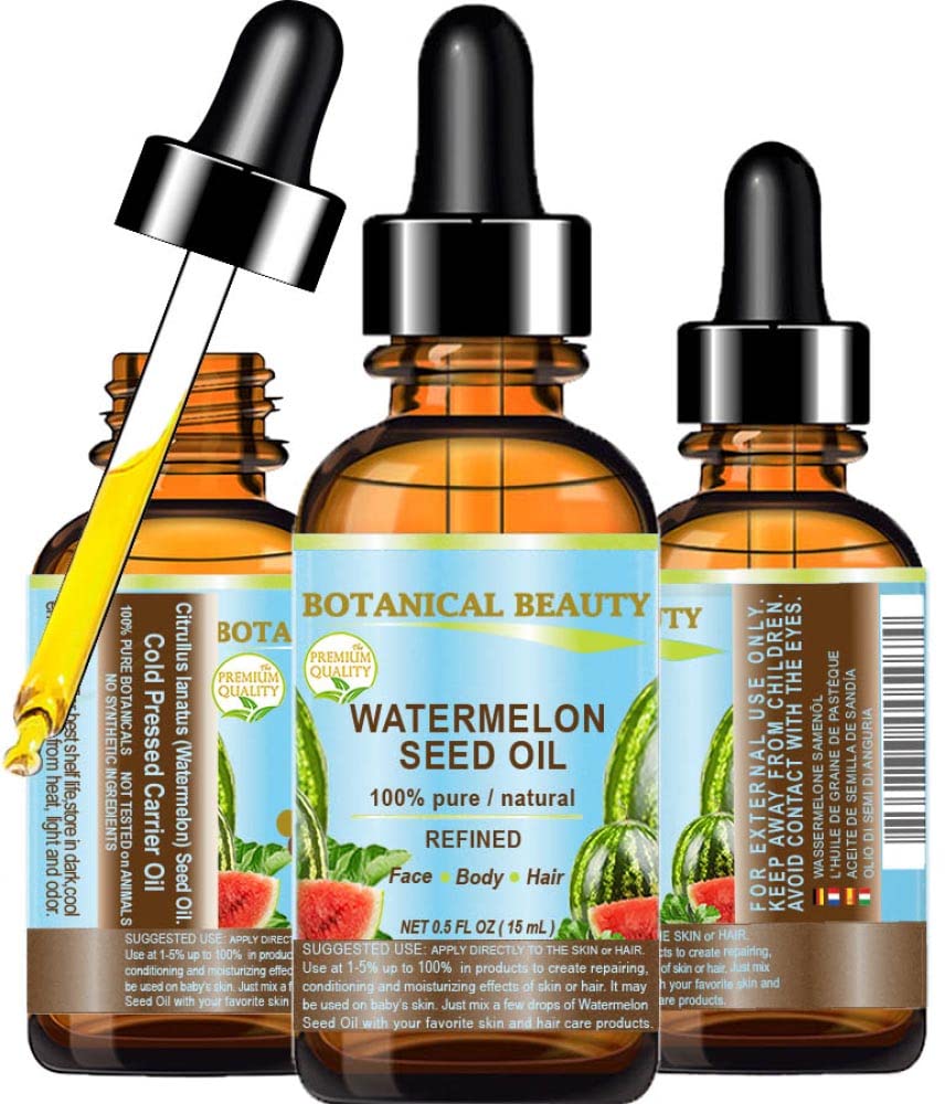 Botanical Beauty EGYPTIAN WATERMELON SEED OIL 100% Pure Natural Refined Undiluted Cold Pressed Carrier Oil 0.5 Fl. oz-15 ml for 