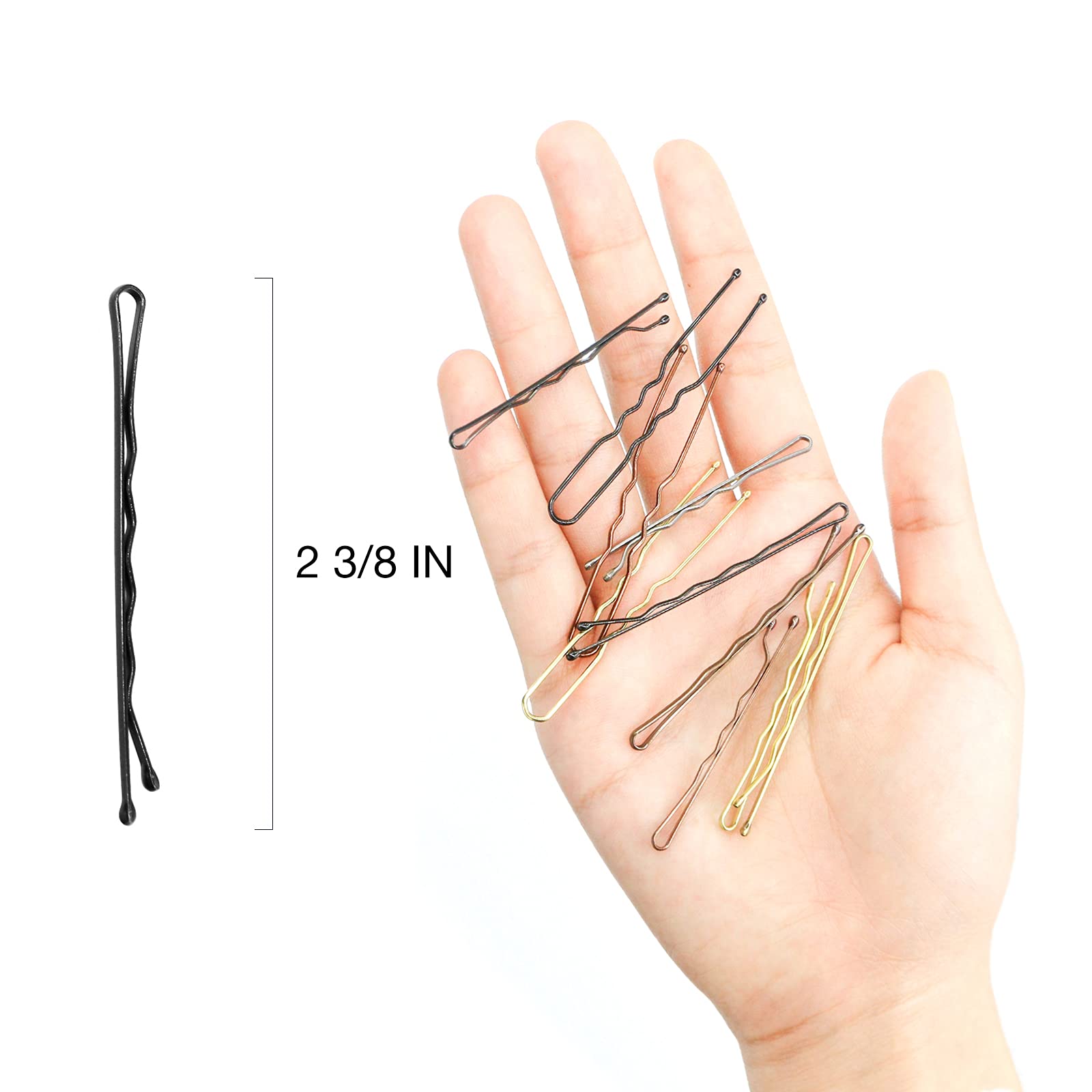 HOYOLS Bobby Pins Black, Premium Hair Pins, Secure Hold Wavy Slide Proof Hair Styling Pins Open Bulk with Case 100 Count, 2 3/8