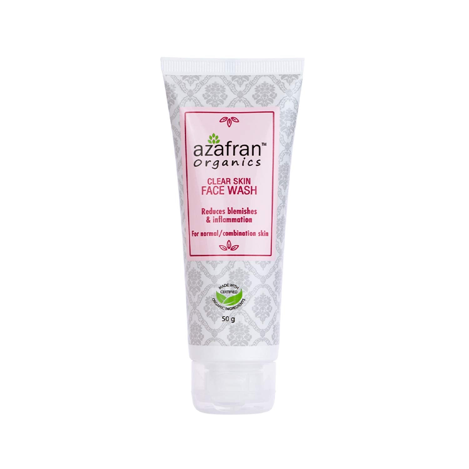 Azafran Organics Clear Skin Face Wash  Reduces Blemishes & Inflammation  For Normal/Combination Skin  50G