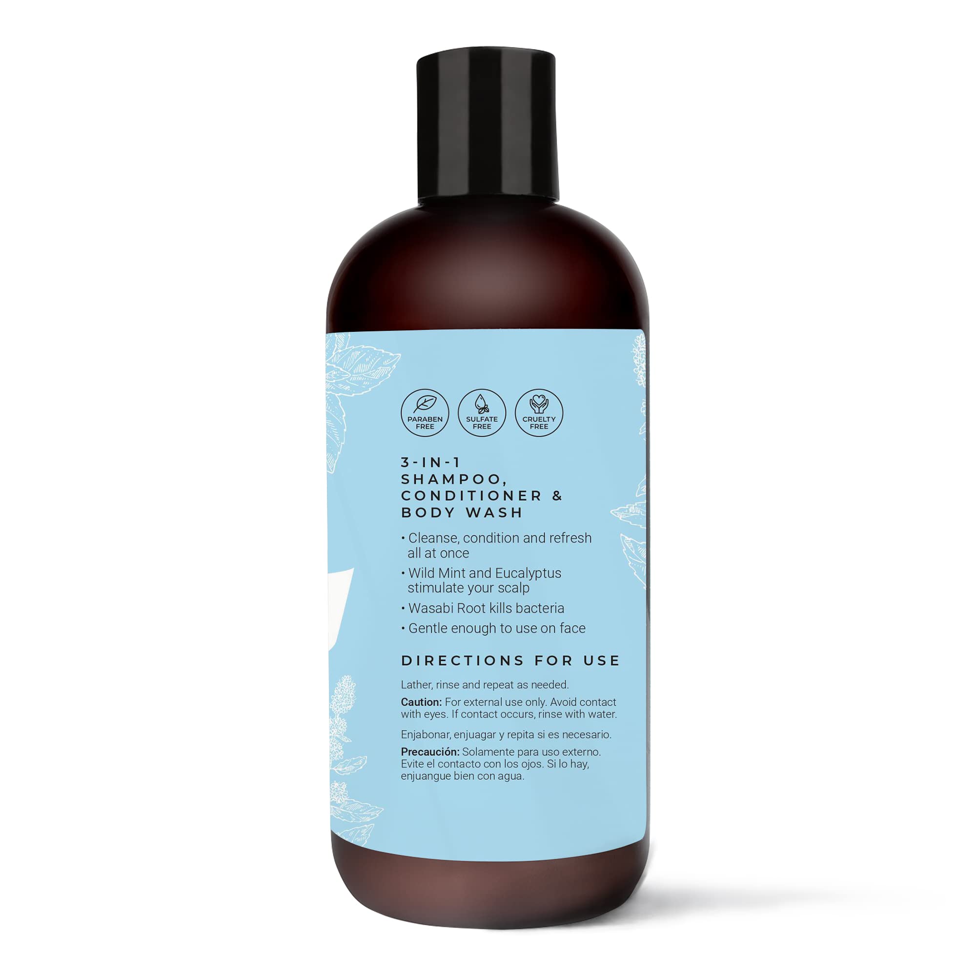 Cibu Shampoo, Conditioner & Body Wash 30021, 11.83 Fl Oz (350 Ml), Sulfate-Free, Fresh Scent, For All Skin & Hair Types, Men/Wom