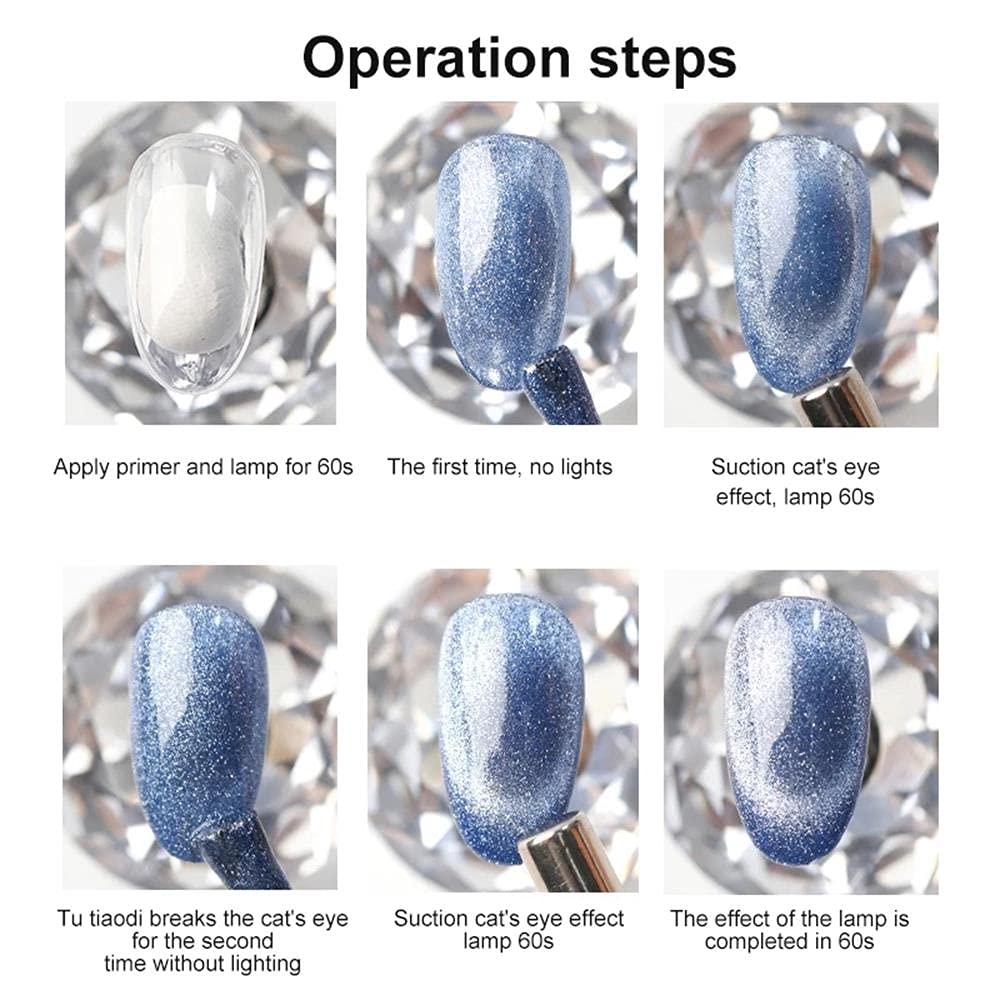 Veronni Reflective Glitter Gel Nail Polish, Magnetic Nail Gel Polish,Cat Eye Nail Art Diamond Shimmer Nail Polish Soak Off Uv Le
