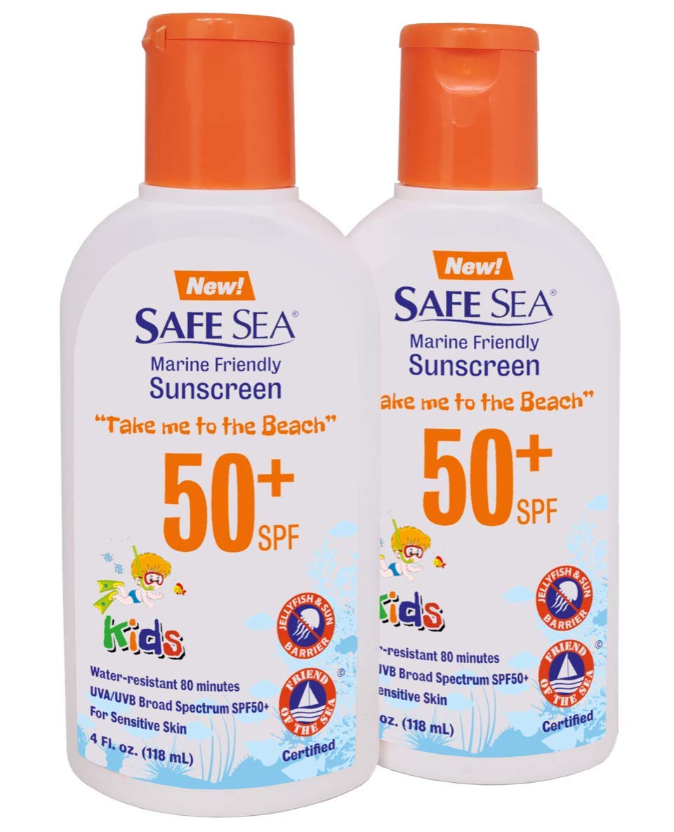 Safe Sea SPF50+ Kids sunscreen - Jellyfish and Sea lice protective lotion. Very Water Resistant, Sensitive skin Reef-Safe Sunscr