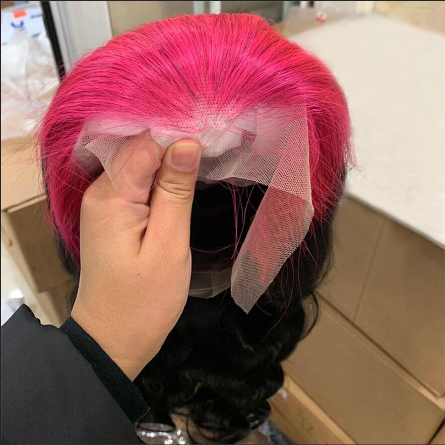 Yms Pink Roots 13X6 Hd Lace Front Wigs Human Hair 180% Density Ombre Pink Human Hair Wigs For Women Glueless Wigs Human Hair Pre