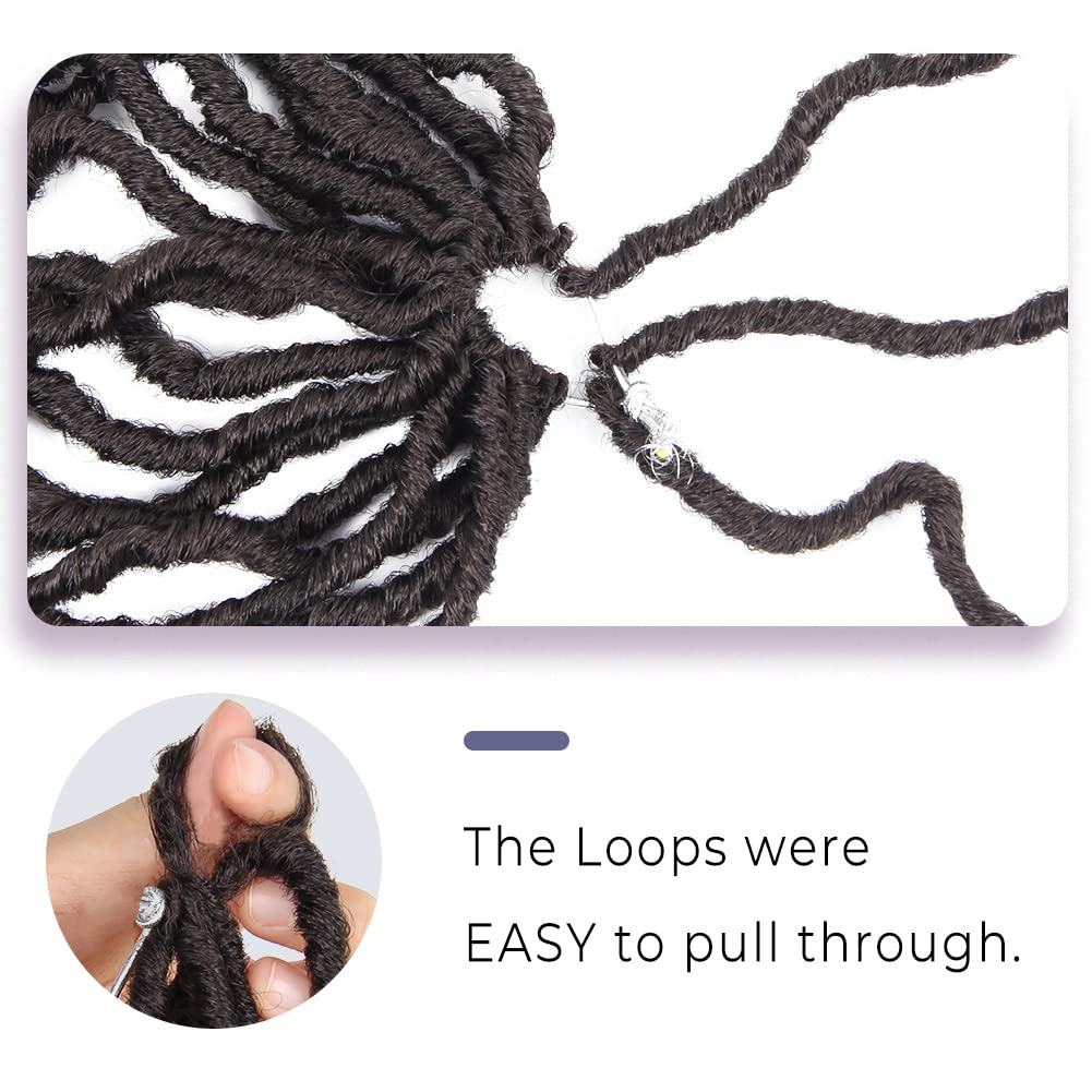 Niseyo 12 Inch New Faux Locs Crochet Hair 6 Packs Short Pre-looped Soft Locs Crochet Braids (12 Inch, 4#/Brown)
