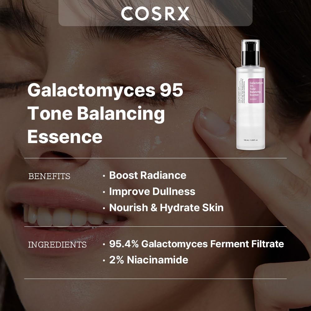 COSRX Galactomyces 95% Facial Essence, 100ml / 3.38 fl.oz | Daily Lightweight Korean Toner with 2% Niacinamide for Dull & Rough