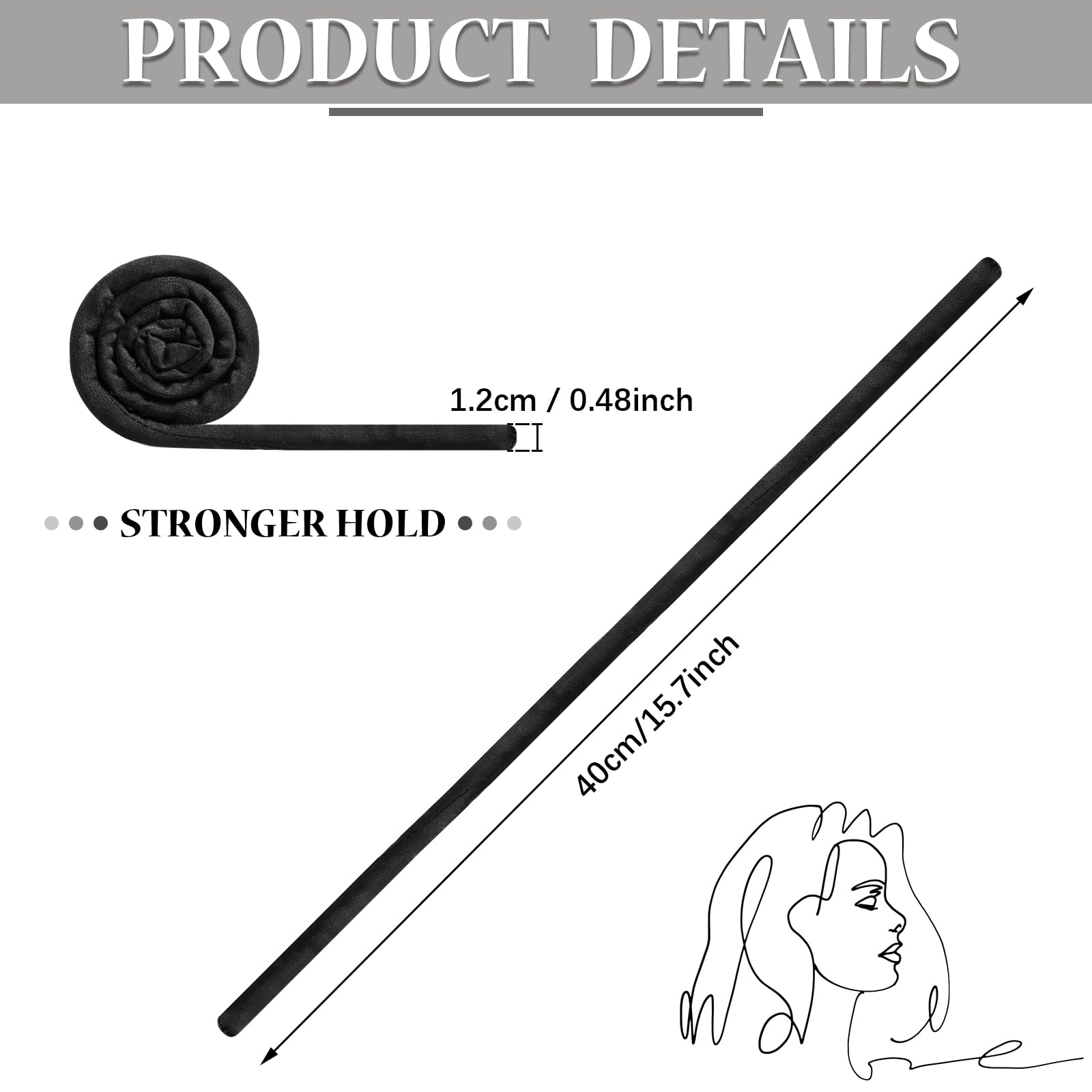 Iron Wire Embedded Ponytail Holders for Thick Curly & Dreadlock Hair - Long Bendable Loc Ties for Women and Men (Black, Gray, Br
