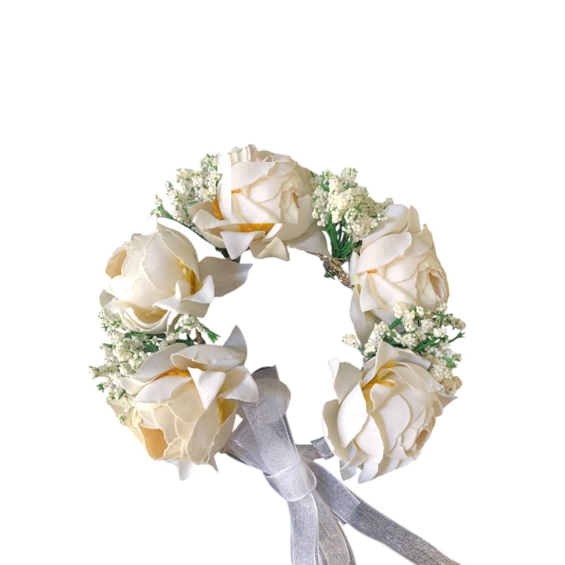 Samyak Floral Tiara Veni Hair Bridal Gajra Headband Accessories Wedding Jewellery For Girls & Women Accessories (White)