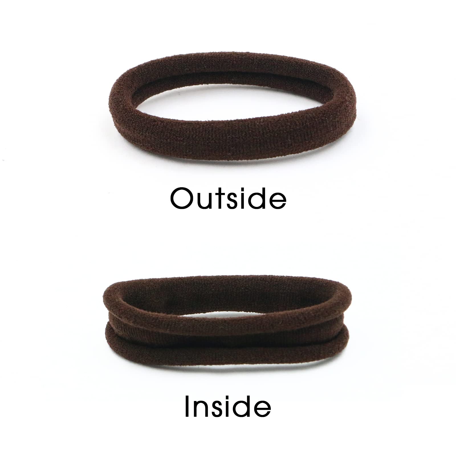 HOYOLS Soft Seamless Hair Ties, Dark Brown Stretch Cotton Hair Bands Ponytail Holder for Women Thick Hair, No Slip No Damage No