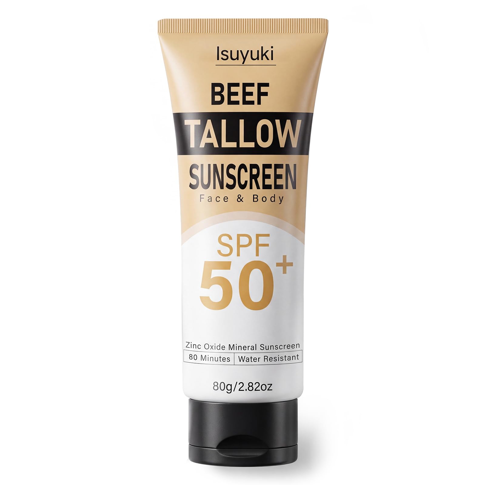 Mineral Sunscreen with NonToxic Zinc Oxide SPF 50, Organic Natural Beef Tallow Sunblock with Honey Beeswax, Non Greasy Formula 