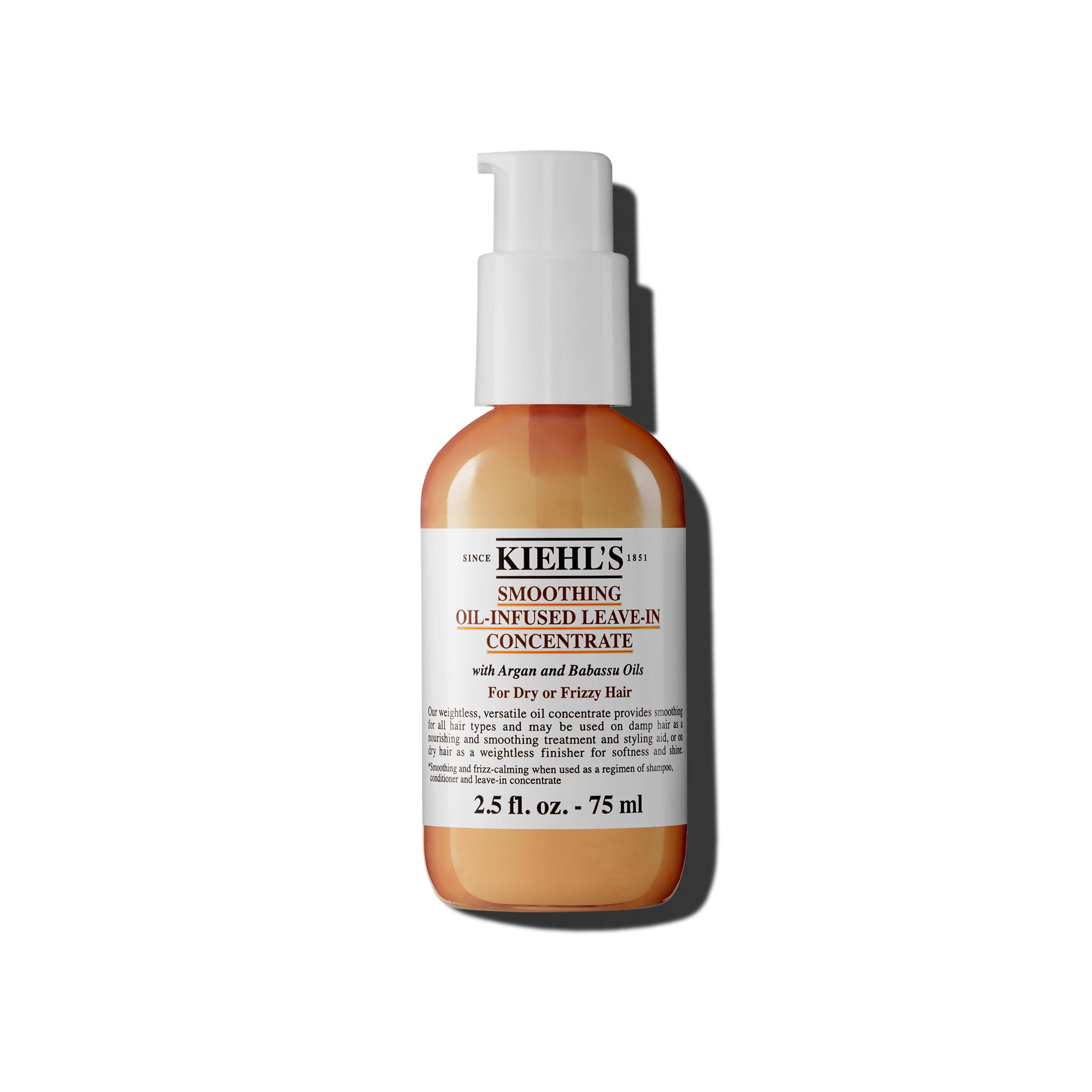 Kiehl's Smoothing Oil-Infused Leave-In Treatment, Nourishing Hair Oil for Dry or Frizzy Hair, Helps Smooth Frizz and Dry Ends, B