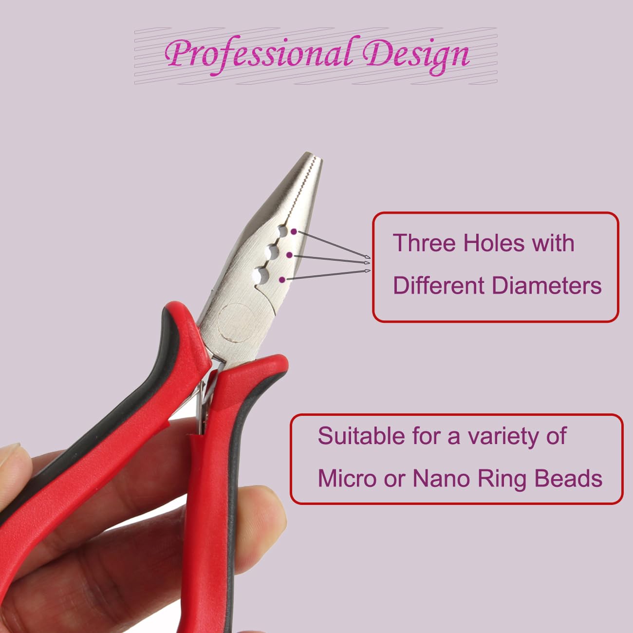 FeiHong Hair Extension Plier with 3 Holes Mini Hair Pliers For Micro Nano Ring Hair Extensions Opener and Removal Tool