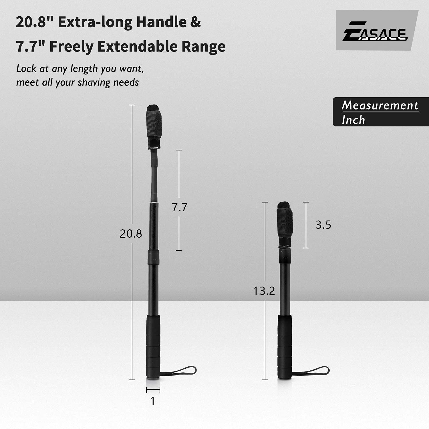 Easace Razor Extension Shaver Handle With Adjustable Length For Leg, Body Shaver Handle Groomer, Hair Brush Handle For Wet Or Dr