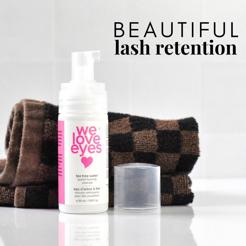 We Love Eyes - 100% Oil Free Tea Tree Water Eyelid Foaming Cleanser - For Eyelash Extension Home Care, Extend Lash Retention, No