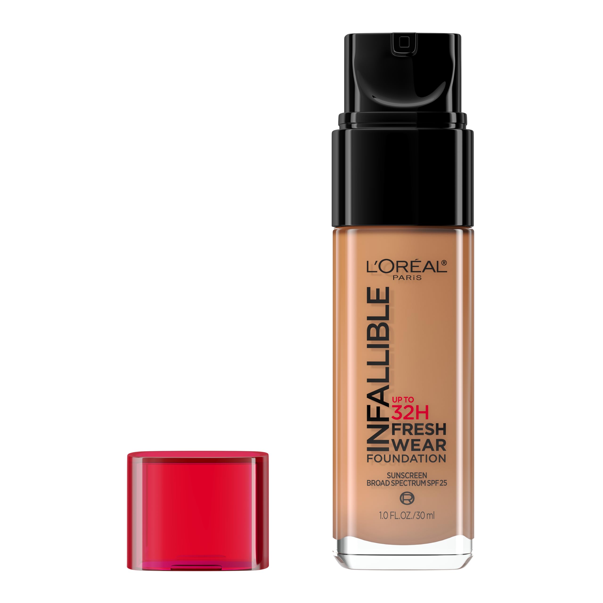 LOr  al Paris Makeup Infallible Up to 32 Hour Fresh Wear Lightweight Foundation, 505 Toffee, 1 Fl Oz, Packaging May Vary