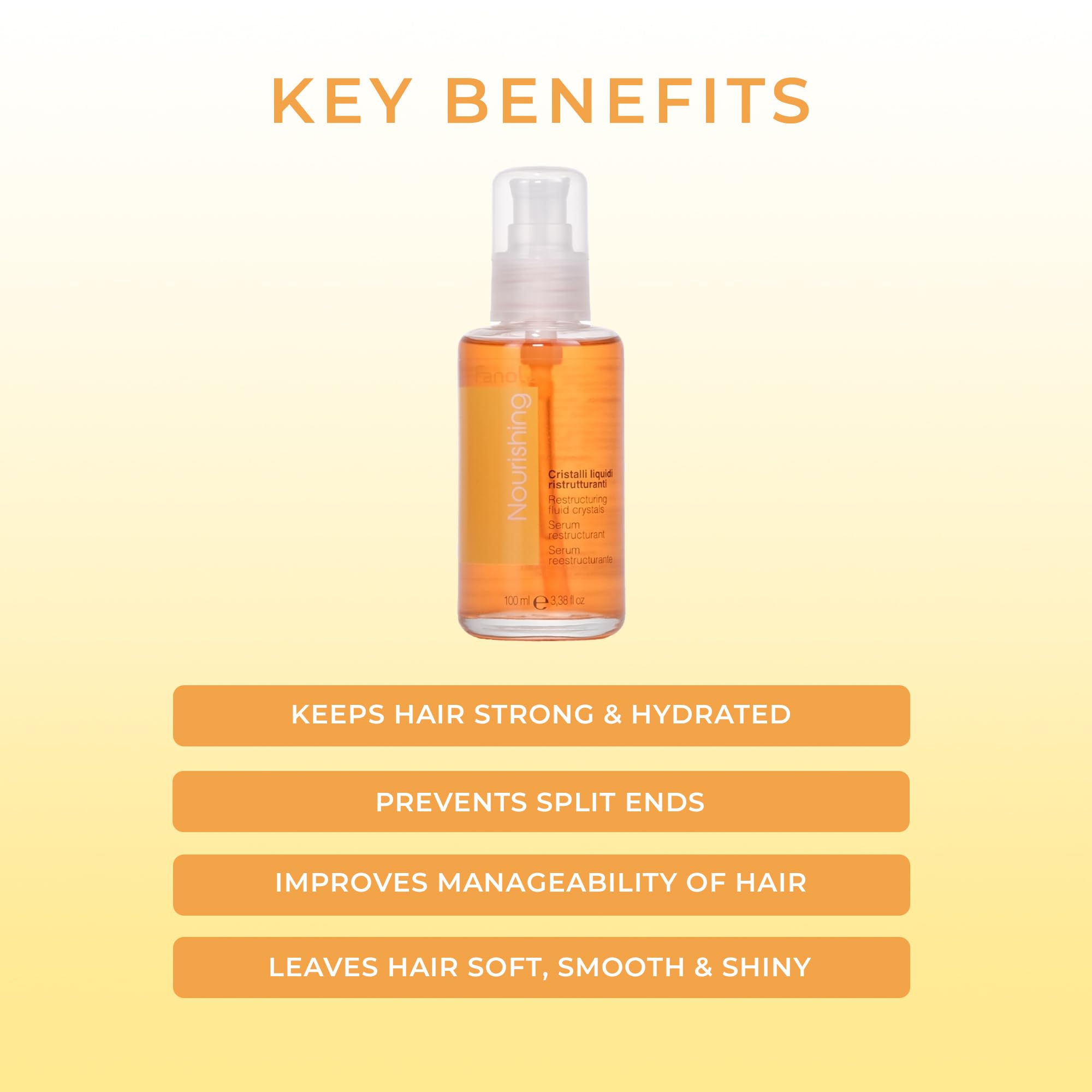 Fanola Nourishing Restructuring Fluid Crystals Hair Serum Detangles, Adds Shine, And Prevents Split Ends For Curly, Frizzy And P