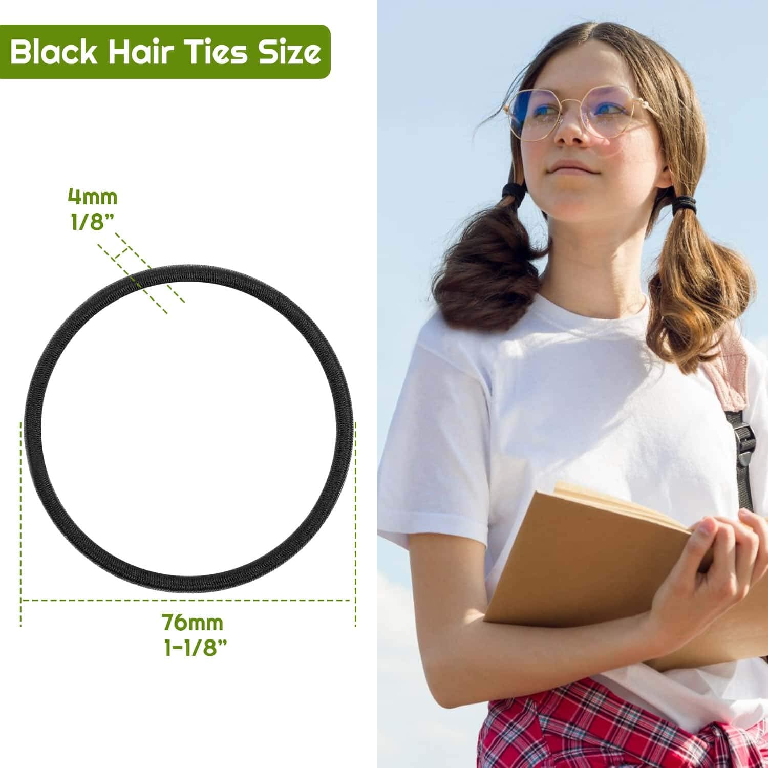 150 Pieces Black Hair Ties for Thick Curly Hair Bulk Hair Ties Ponytail Holders Hair Elastics Bands for Women or Men (4mm)