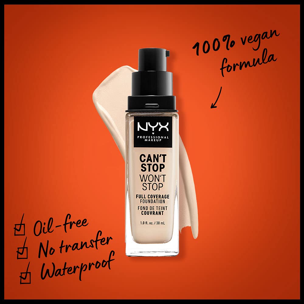 NYX PROFESSIONAL MAKEUP cant Stop Wont Stop Foundation, 24h Full coverage Matte Finish - Pale