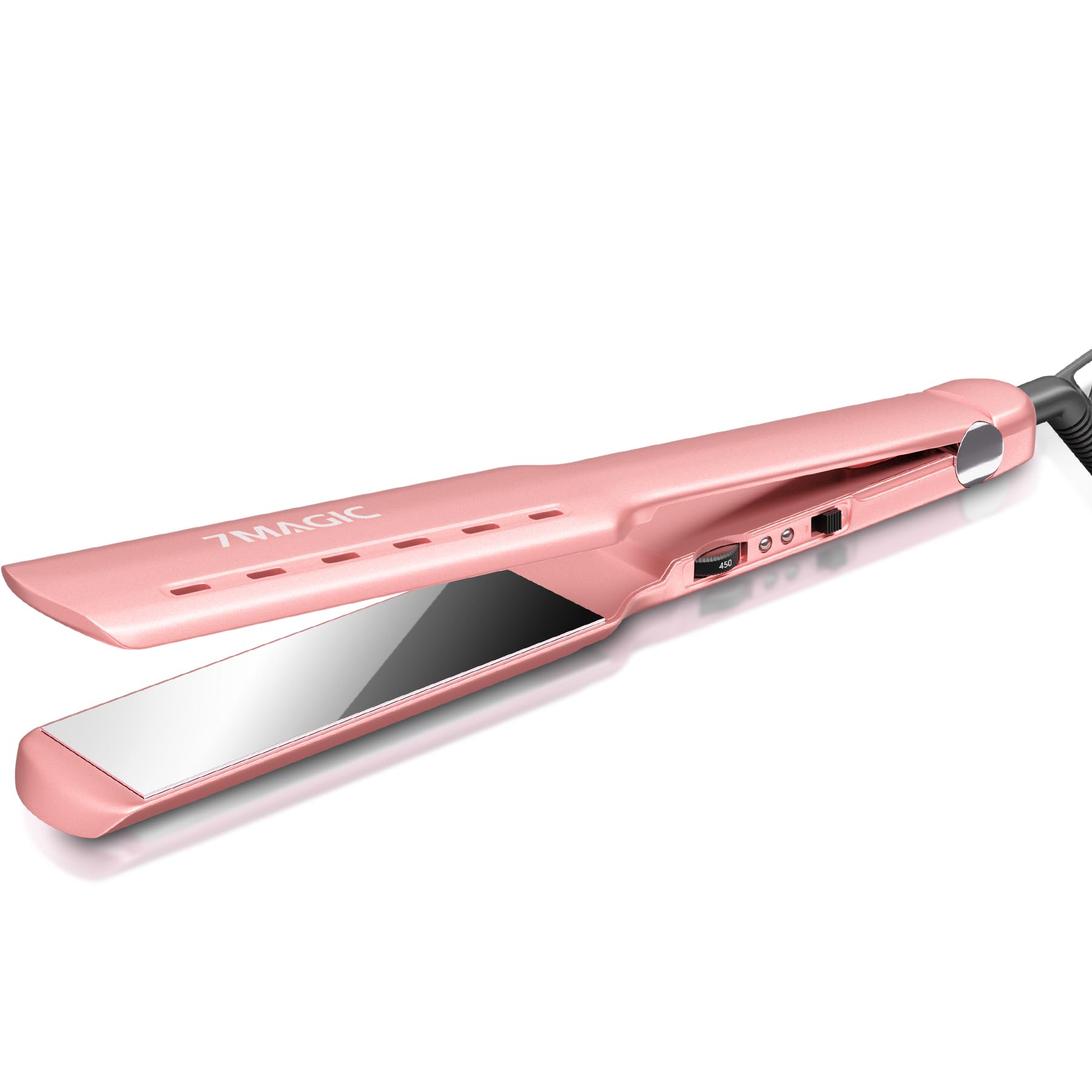 7MAGIC 1.7'' Wide Hair Straightener, Nano Titanium Flat Iron for Wet & Dry Hair, Flat Iron Hair Straightener with 5 Temp, MCH Fa