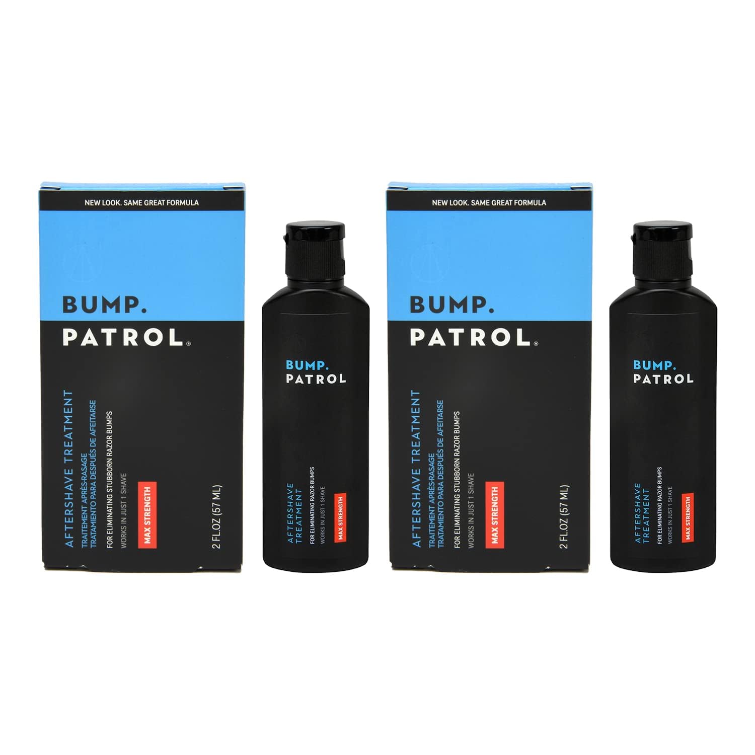 Bump Patrol Maximum Strength Aftershave Formula - After Shave Solution Eliminates Razor Bumps and Ingrown Hairs - 2 Ounces 2 Pac
