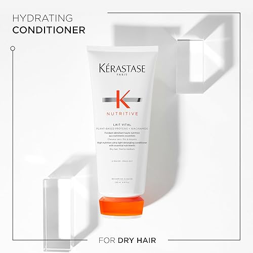 Kerastase Nutritive Lait Vital Hydrating conditioner  Illuminates Shiny Hair and Easily Detangles  With Plant-Based Proteins & N