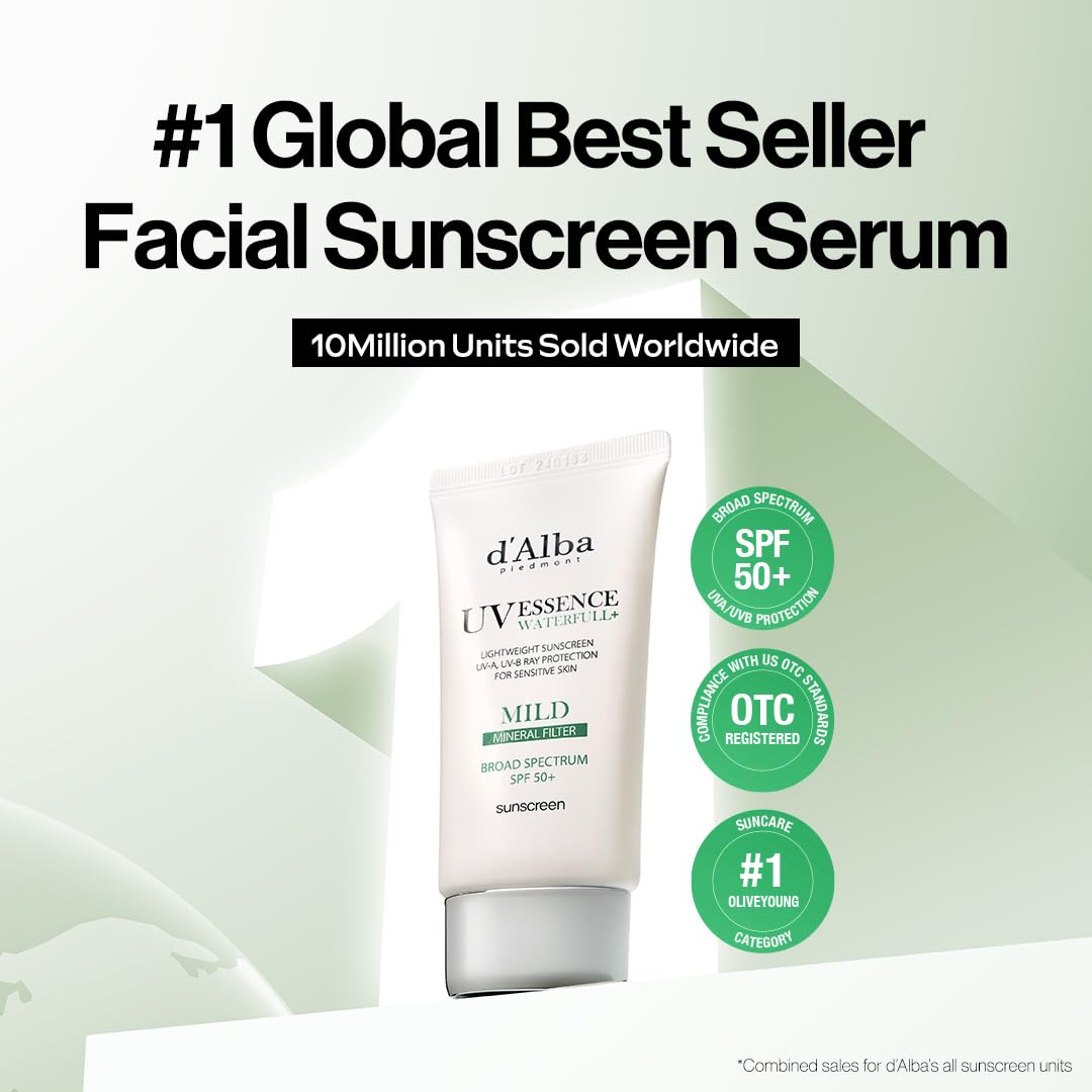 D'Alba Piedmont Italian White Truffle Waterfull Mild Sunscreen, Vegan, Mineral Sunscreen, Broad Spectrum Spf 50+ Non-Nano Sunscr