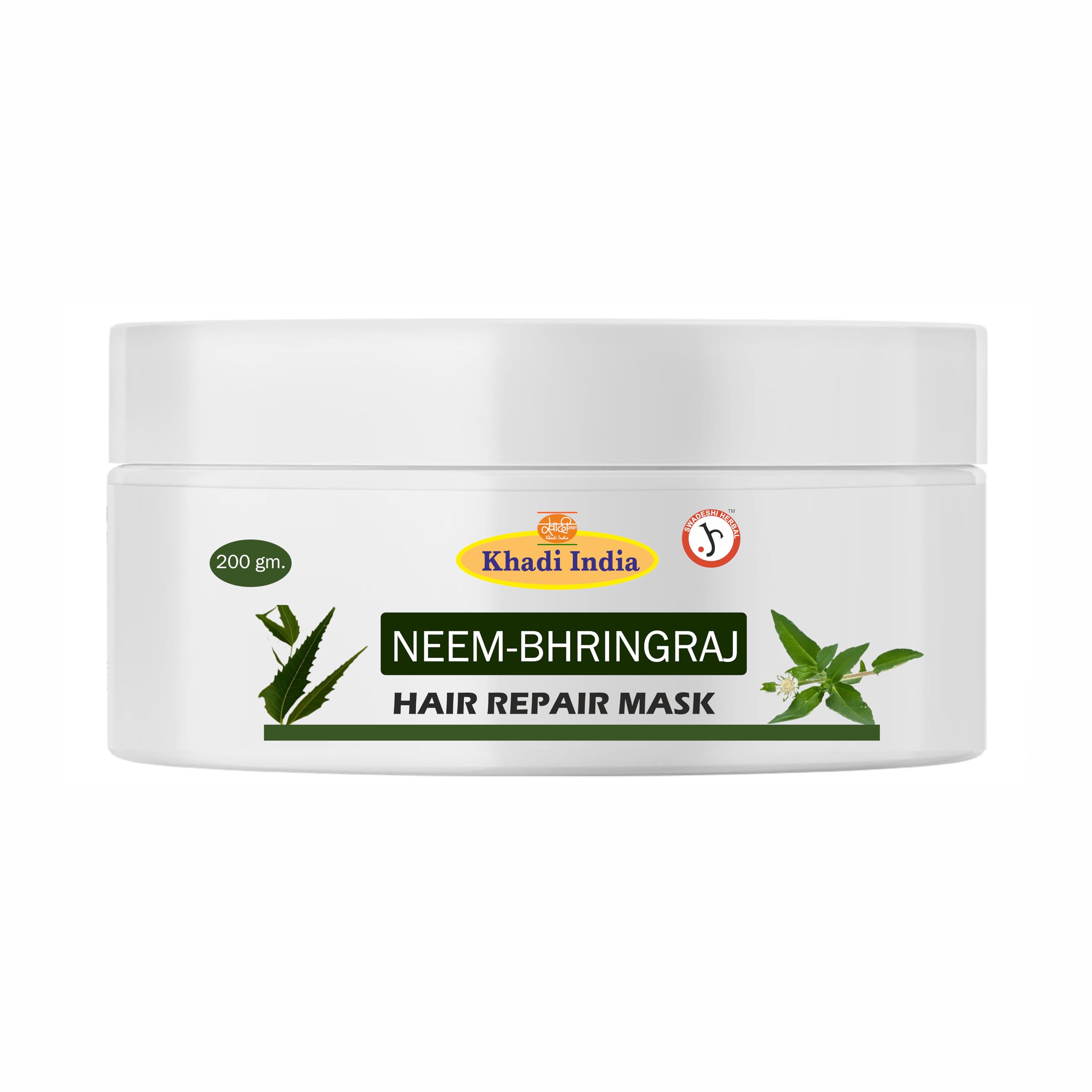 Khadi Natural And Herbal Neem & Bhringraj Ayurvedic Hair Mask For Dandruff Control, Hair Growth & Deep Conditioning 200Ml