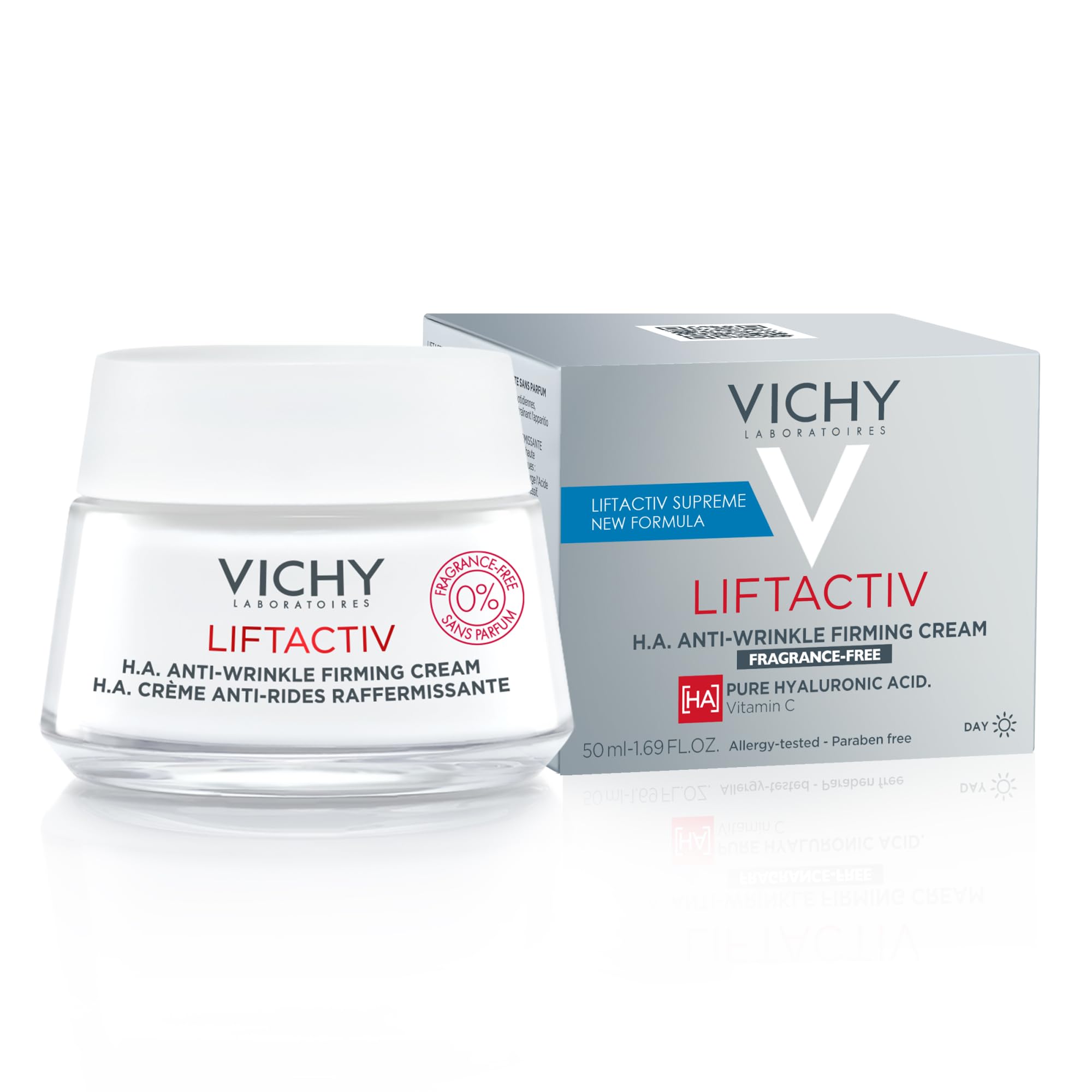 Vichy Liftactiv H.A. Anti-Wrinkle Firming Cream Fragrance Free | Anti Aging Face Cream With Vitamin C & Hyaluronic Acid | Smooth