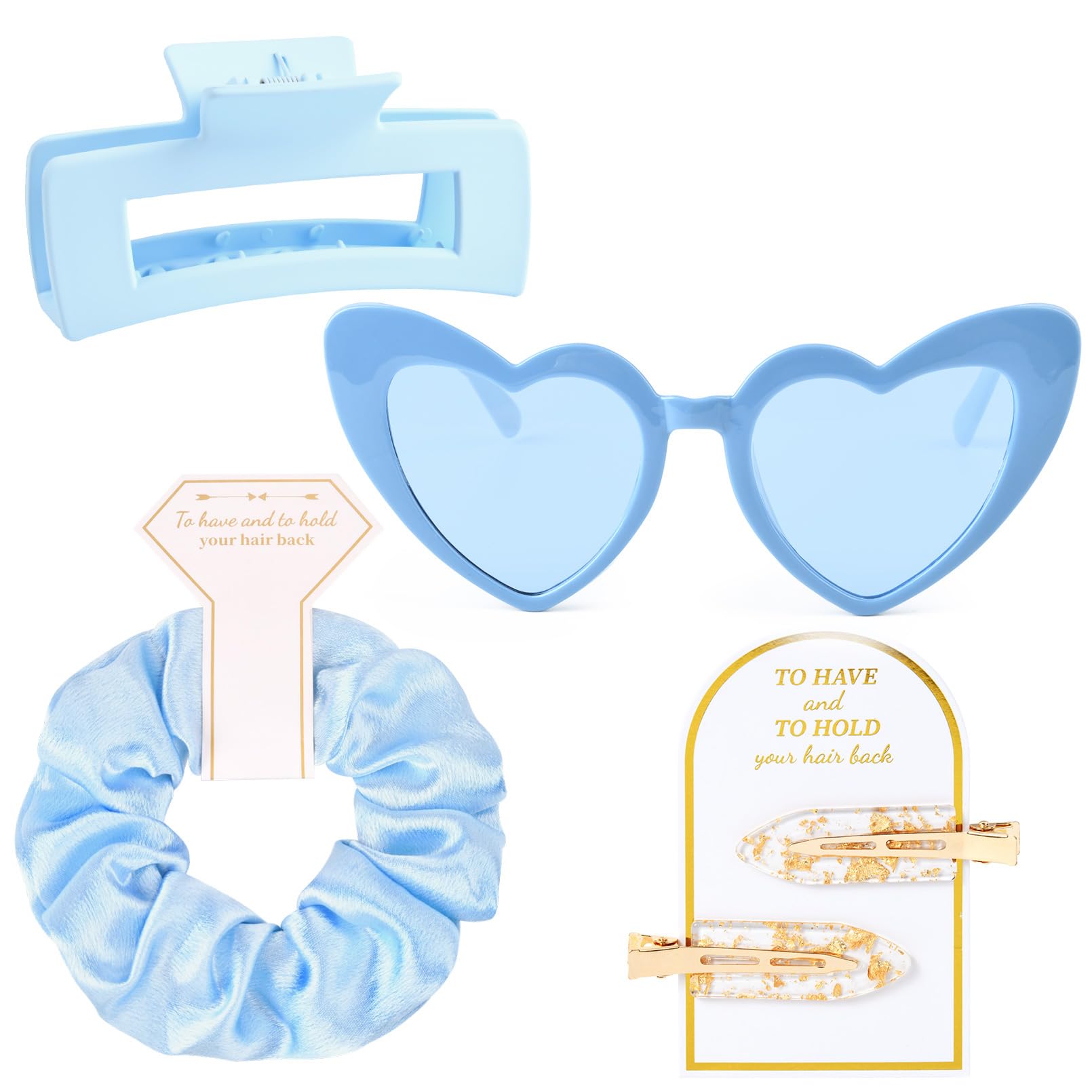 4 Pcs Bridesmaid Proposal Gifts Bridesmaid Hair Clips Bridesmaid Scrunchies Bridesmaid Sunglasses Bridal Shower Gifts Silk Satin
