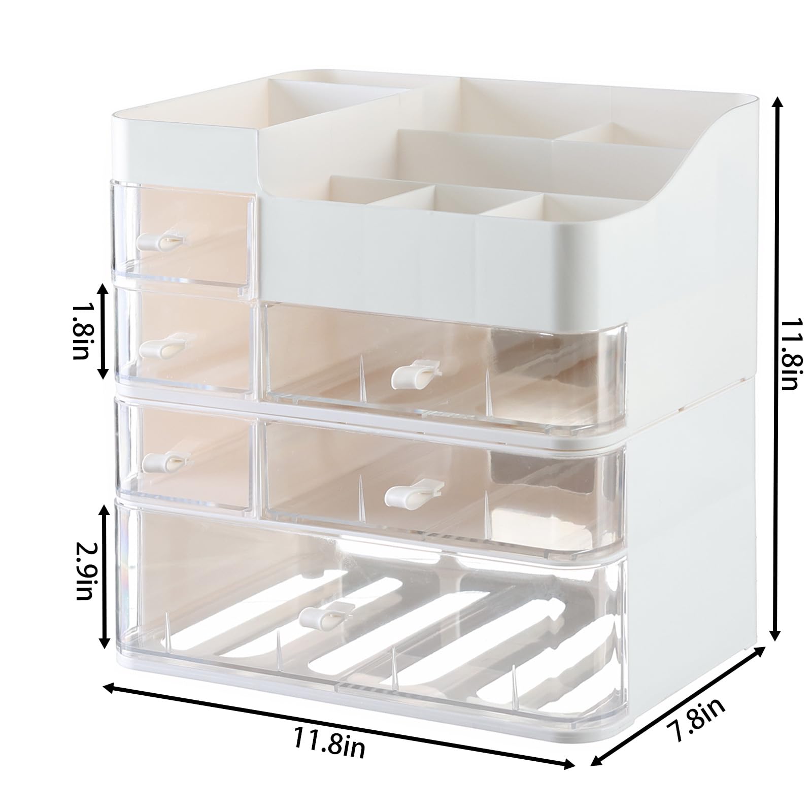 Cq Acrylic White Makeup Organizer With 6 Drawers -Plastic Skincare And Cosmetic Storage For Vanity Countertop,Dresser Top Organi