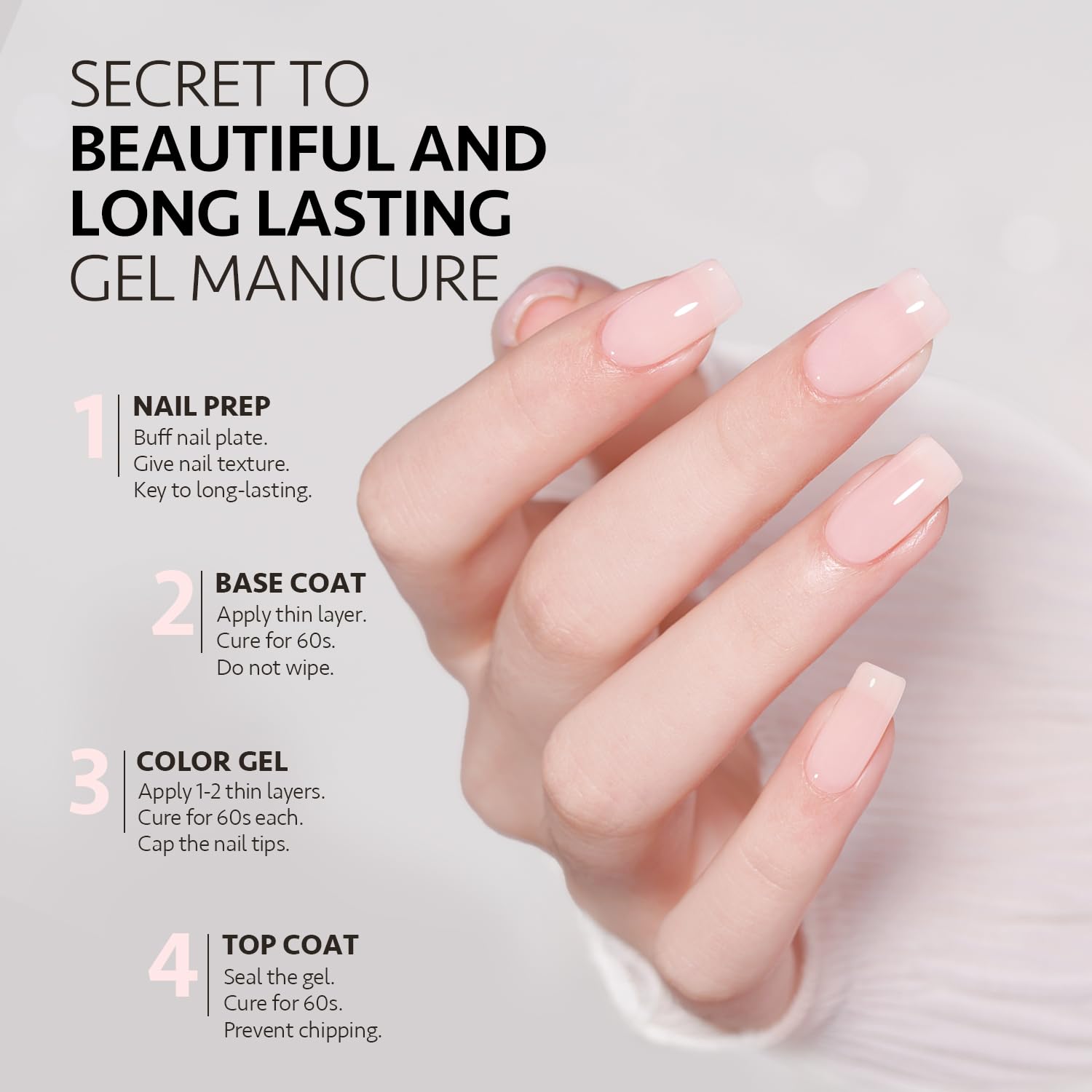 Gaoy 3 Pcs Gel Nail Polish Kit With Mini Uv Light, Include Milky Pink Sheer Gel Polish, Base Coat And Top Coat, Gel Manicure Kit